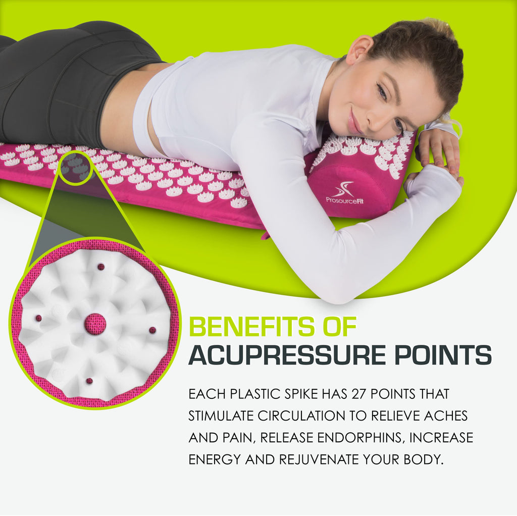 ProsourceFit Acupressure Mat and Pillow Set for Back/Neck Pain Relief and Muscle Relaxation, Grey
