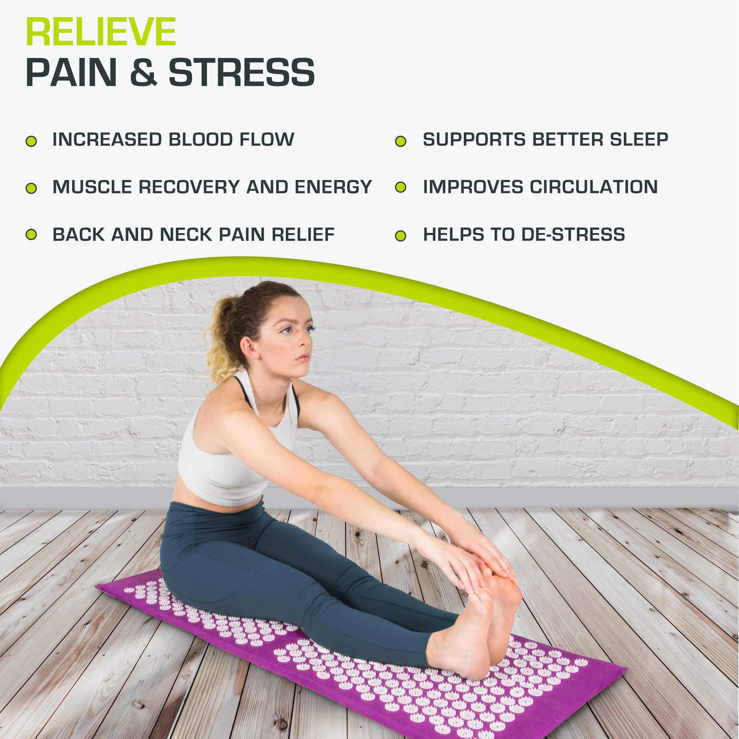 ProsourceFit Acupressure Mat and Pillow Set for Back/Neck Pain Relief and Muscle Relaxation, Grey