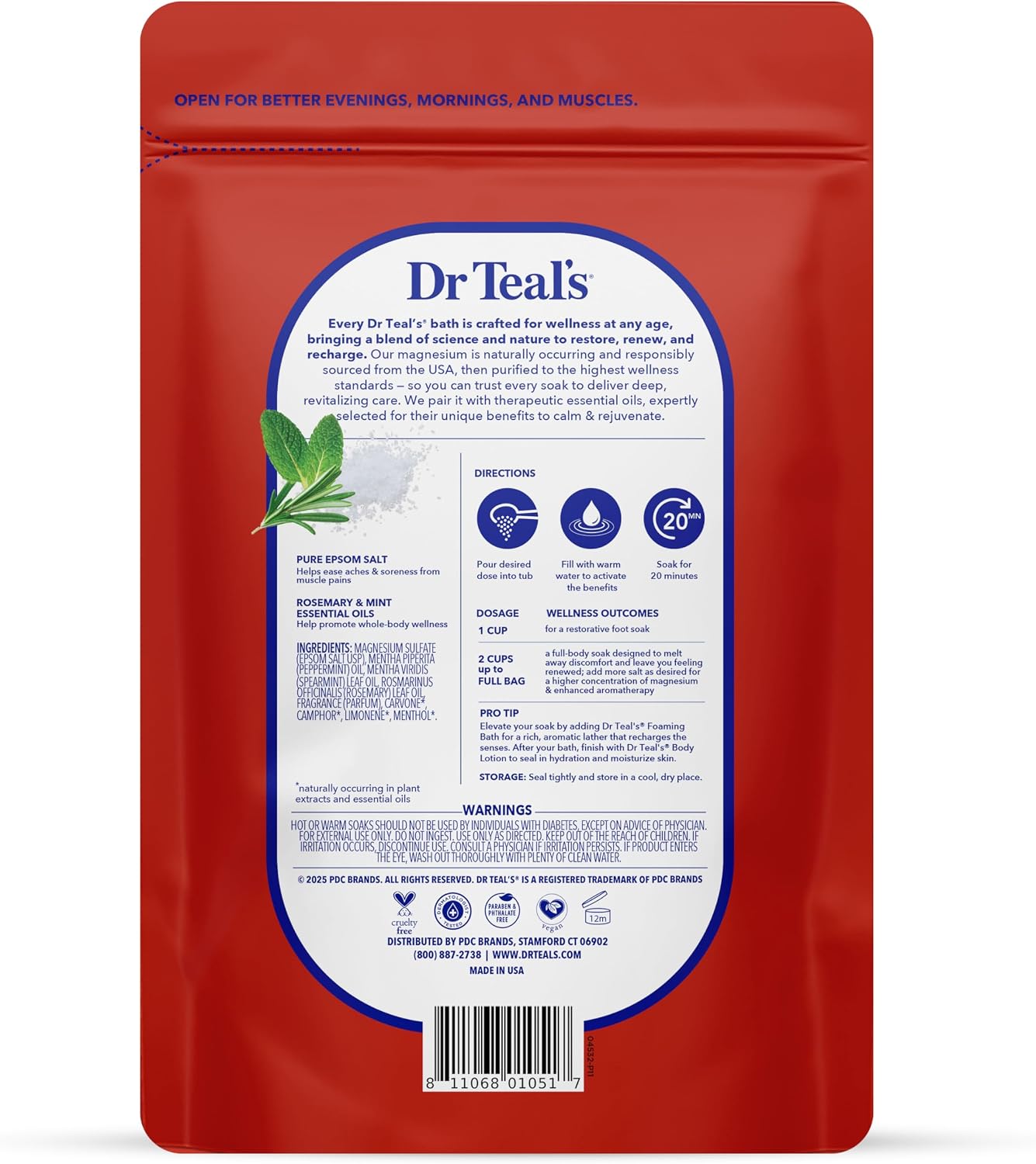 Dr Teal's Epsom Salt Magnesium Soak, Lavender, Eucalyptus & Wellness Trio, 3 lbs (Pack of 3)