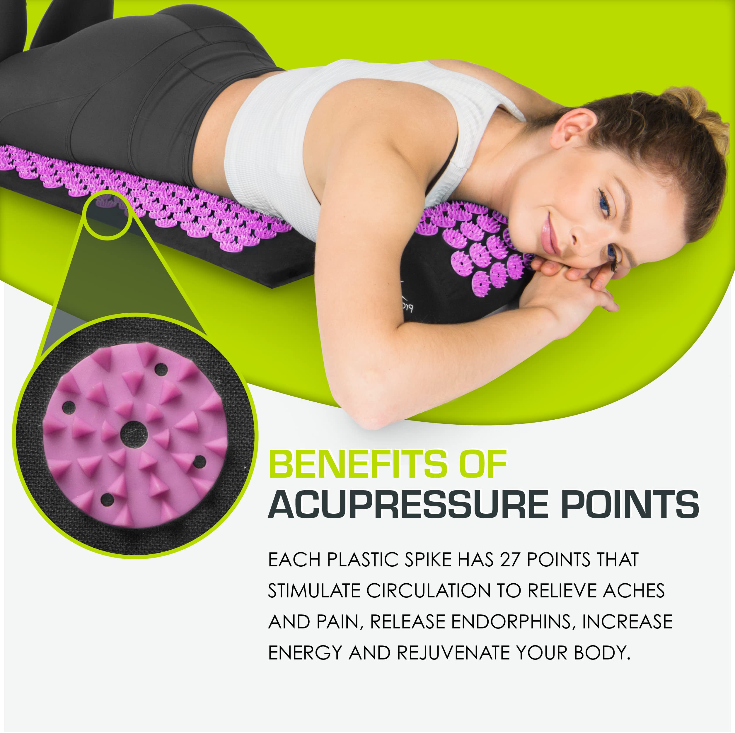 ProsourceFit Acupressure Mat and Pillow Set for Back/Neck Pain Relief and Muscle Relaxation, Grey