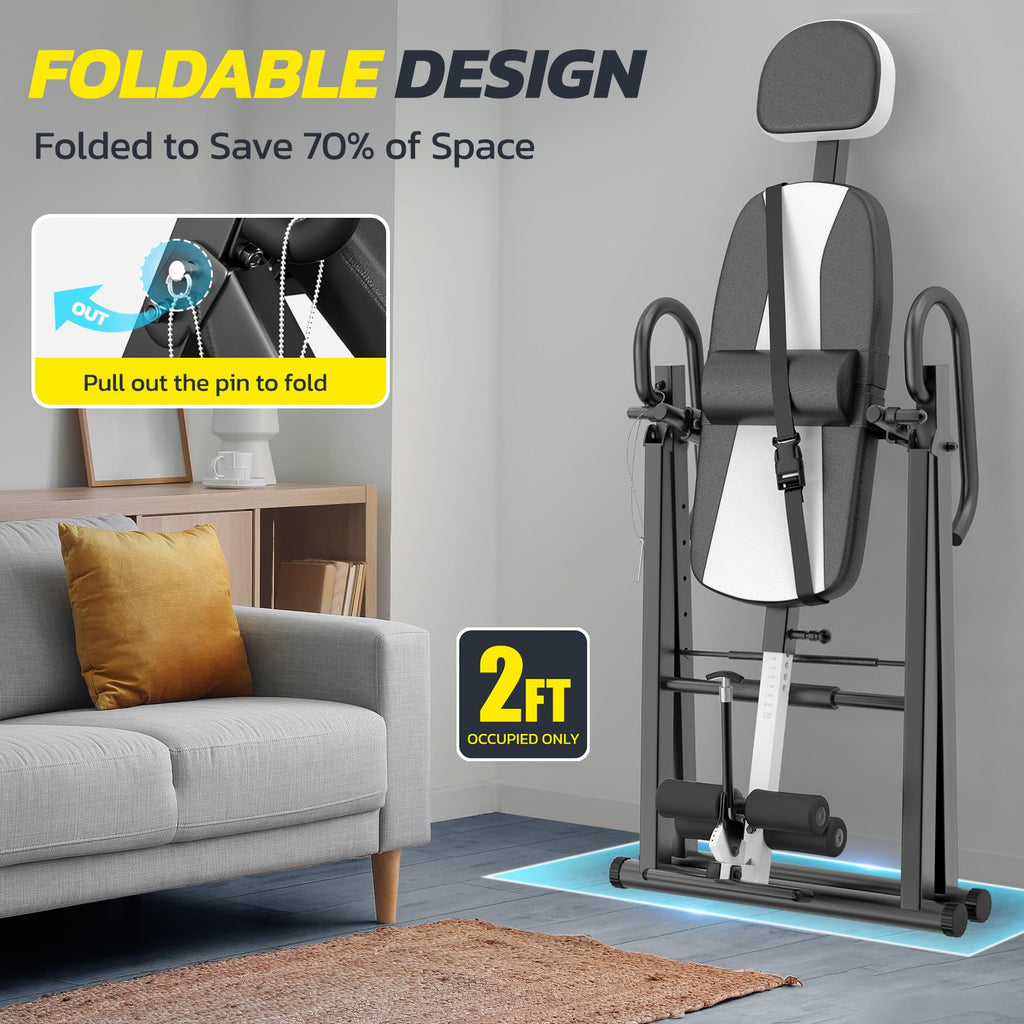 YOLEO Gravity Inversion Table for Back Pain Relief 2026 New Inversion Table | w/Lumbar Support, Easy to Assemble, Back Stretcher Machine 300 lbs
