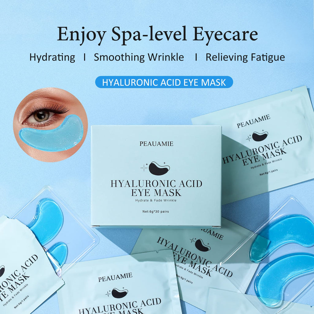 PEAUAMIE Under Eye Patches Gold and Hyaluronic Acid for puffy eyes,Rose Eye Masks for Dark Circles and Puffiness skin care Smooth Wrinkles products 30 Pairs
