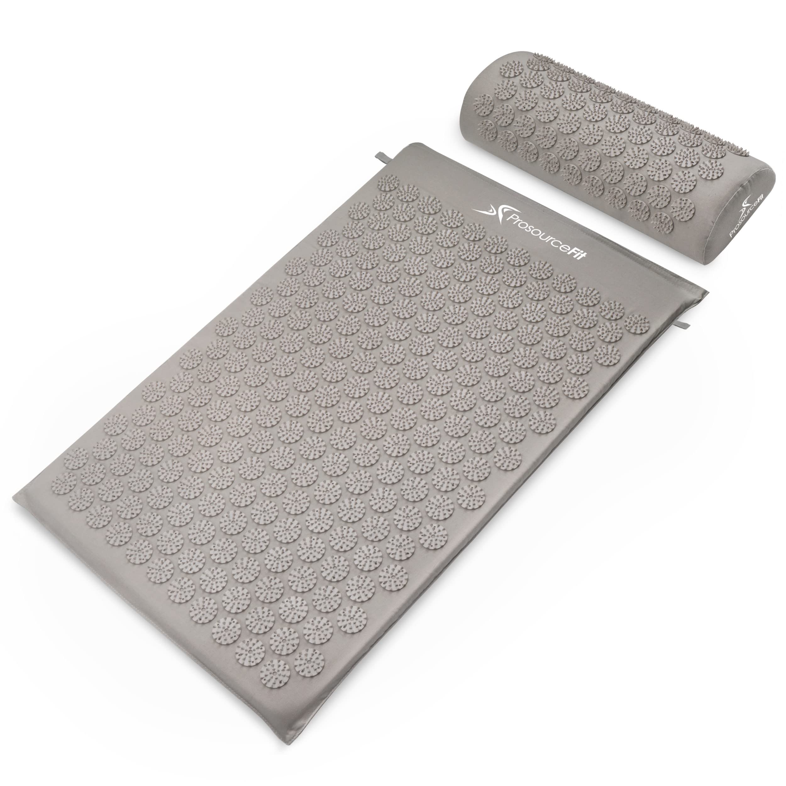 ProsourceFit Acupressure Mat and Pillow Set for Back/Neck Pain Relief and Muscle Relaxation, Grey