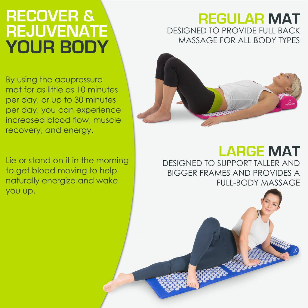 ProsourceFit Acupressure Mat and Pillow Set for Back/Neck Pain Relief and Muscle Relaxation, Grey