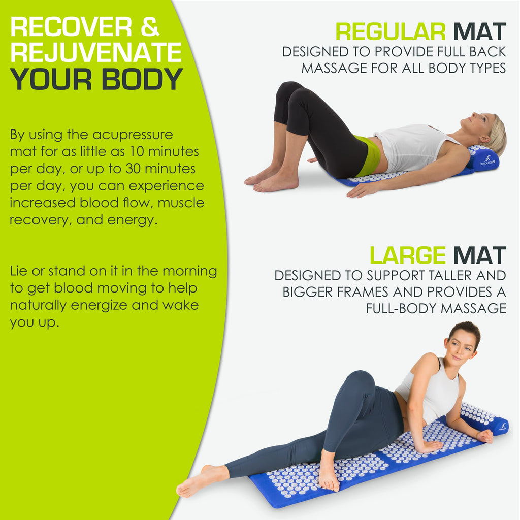 ProsourceFit Acupressure Mat and Pillow Set for Back/Neck Pain Relief and Muscle Relaxation, Grey