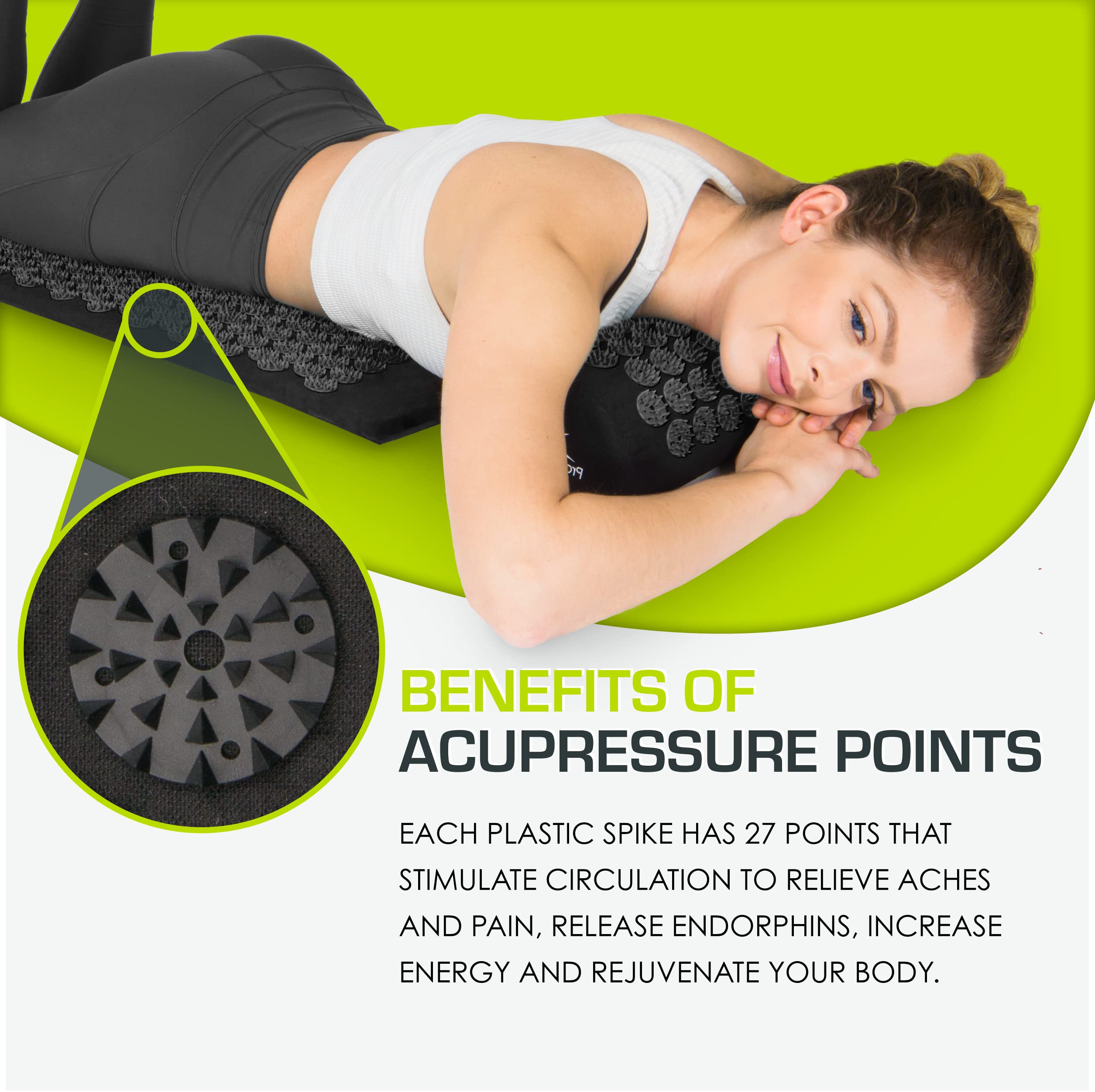 ProsourceFit Acupressure Mat and Pillow Set for Back/Neck Pain Relief and Muscle Relaxation, Grey