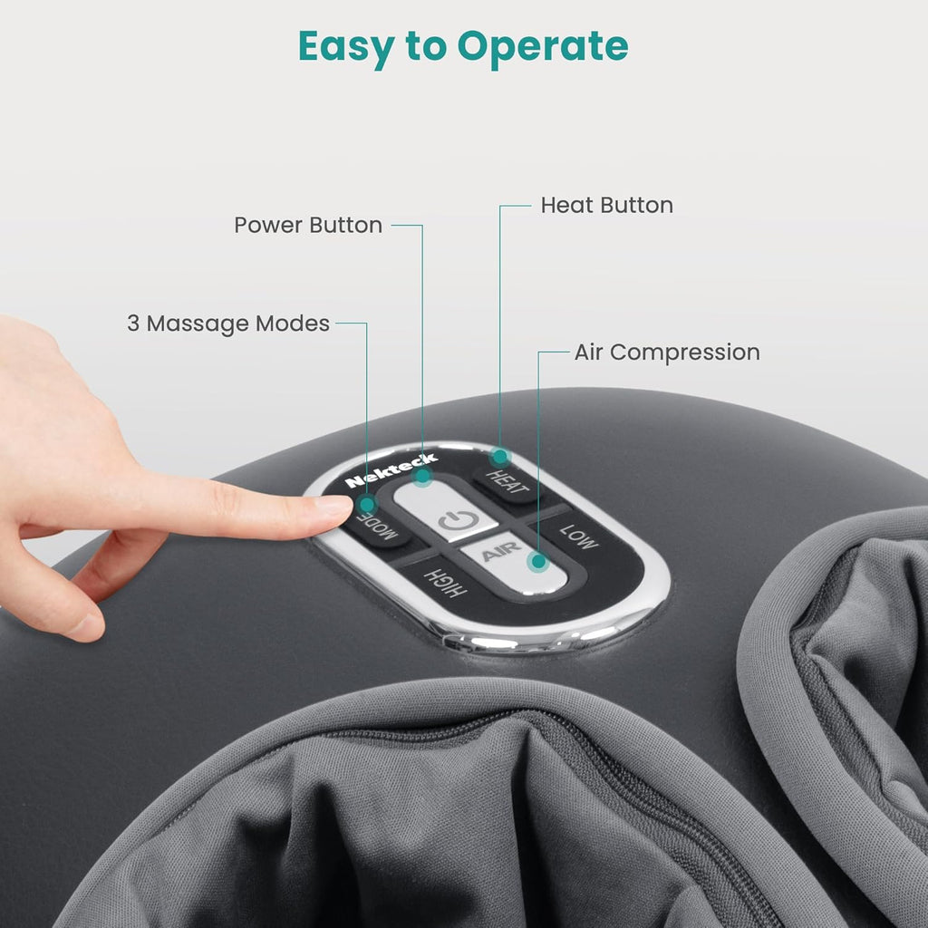 Nekteck Shiatsu Foot Massager with Heat [2026 Upgraded], 3 Modes Deep Kneading Therapy Air Compression, Feet Massage for Plantar Fasciitis, Relaxation Gifts for Men Women Mom Dad Birthday