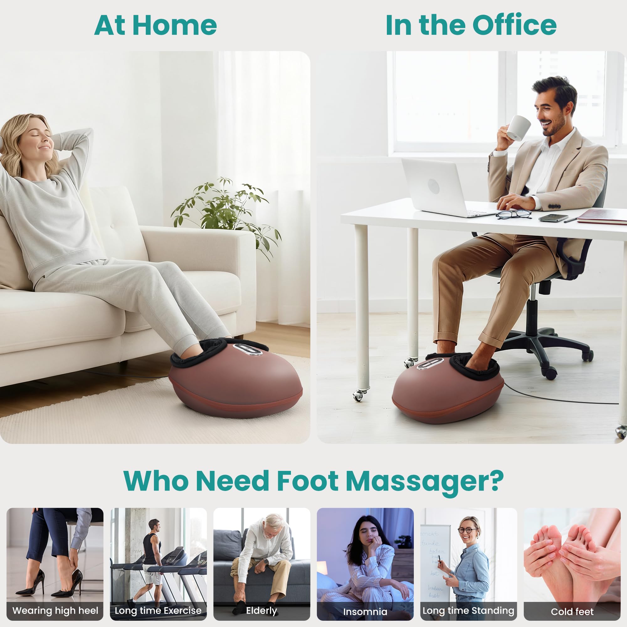 Nekteck Shiatsu Foot Massager with Heat [2026 Upgraded], 3 Modes Deep Kneading Therapy Air Compression, Feet Massage for Plantar Fasciitis, Relaxation Gifts for Men Women Mom Dad Birthday