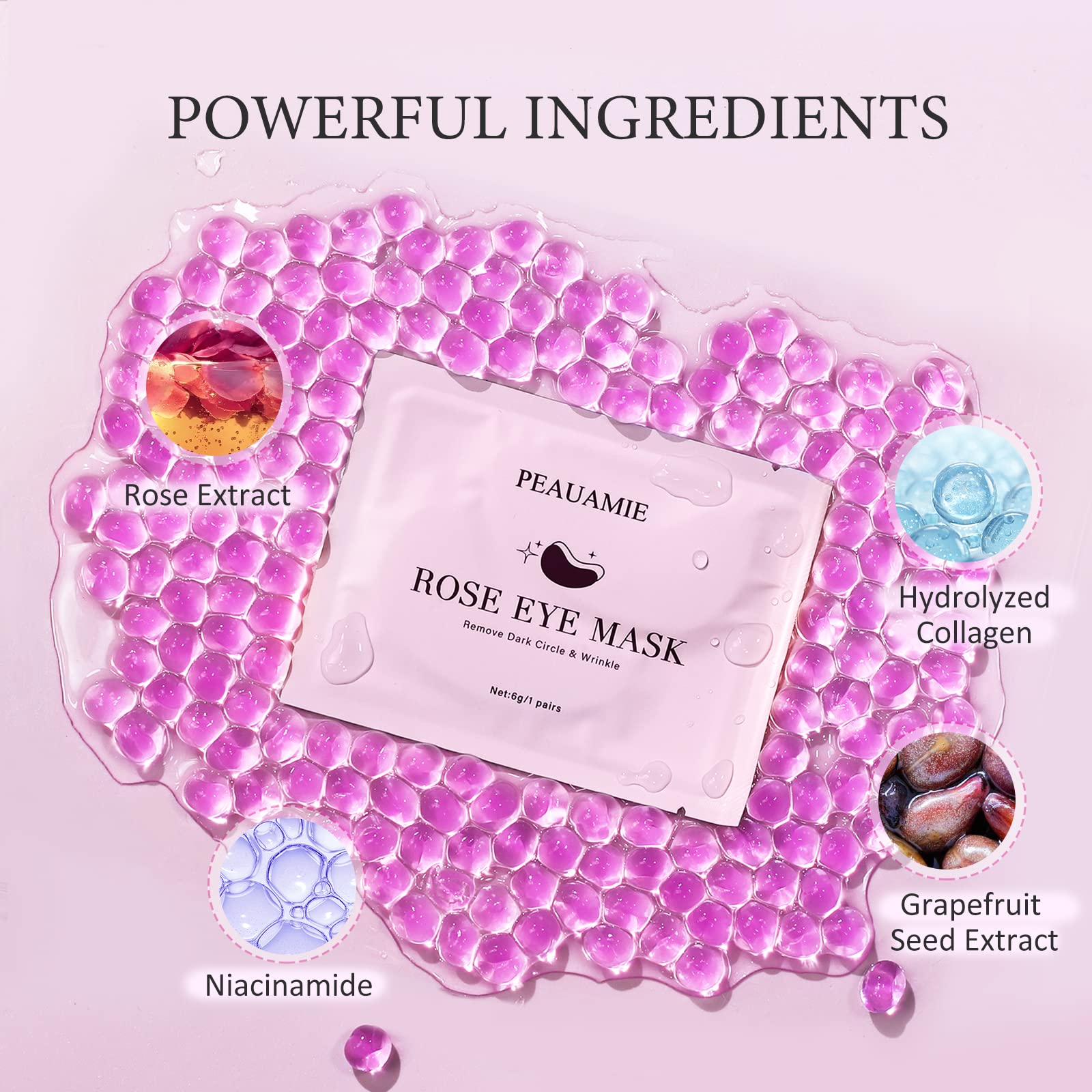 PEAUAMIE Under Eye Patches Gold and Hyaluronic Acid for puffy eyes,Rose Eye Masks for Dark Circles and Puffiness skin care Smooth Wrinkles products 30 Pairs