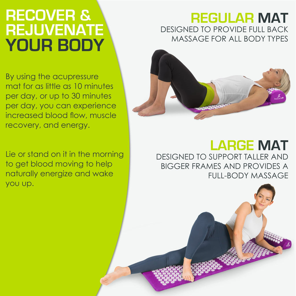 ProsourceFit Acupressure Mat and Pillow Set for Back/Neck Pain Relief and Muscle Relaxation, Grey