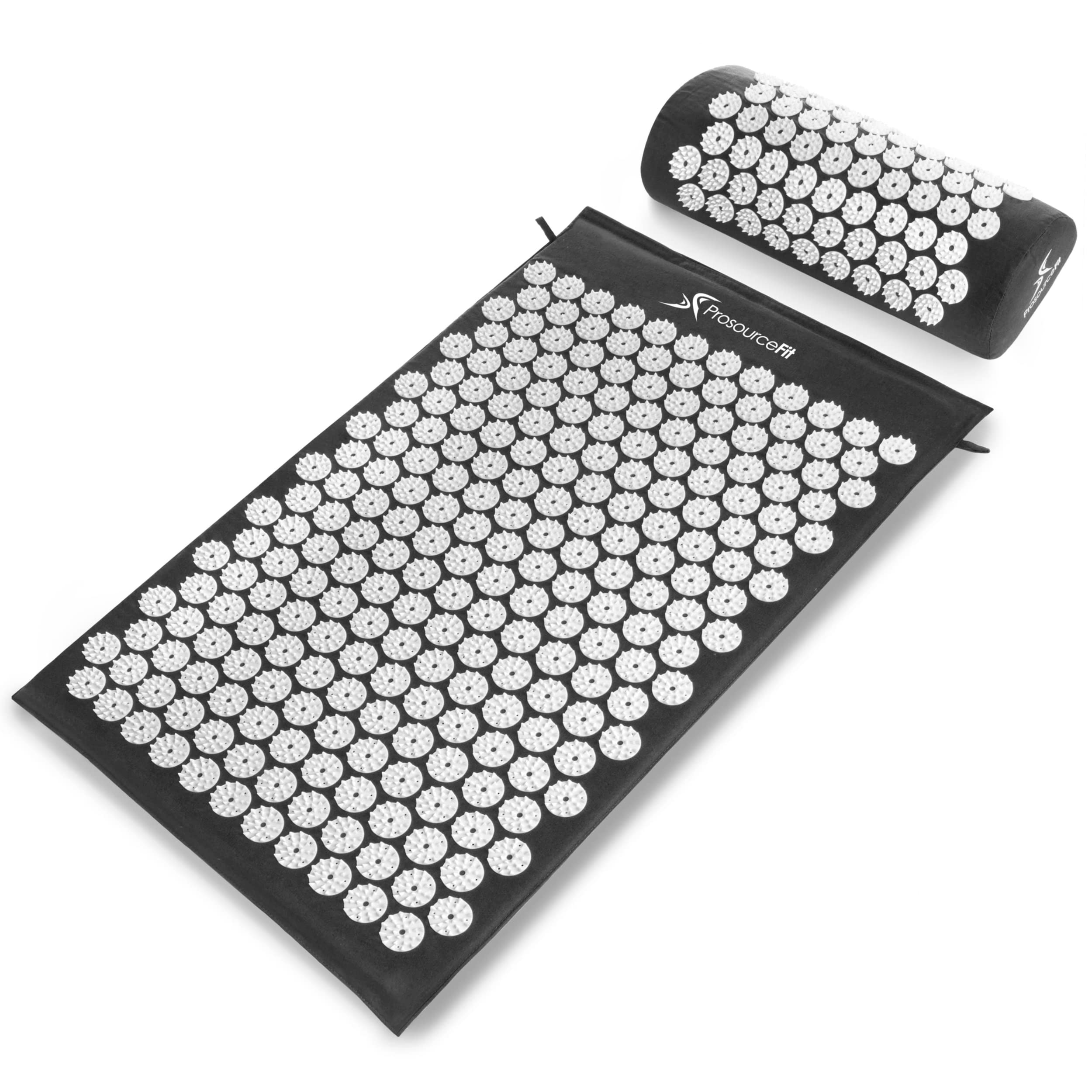 ProsourceFit Acupressure Mat and Pillow Set for Back/Neck Pain Relief and Muscle Relaxation, Grey
