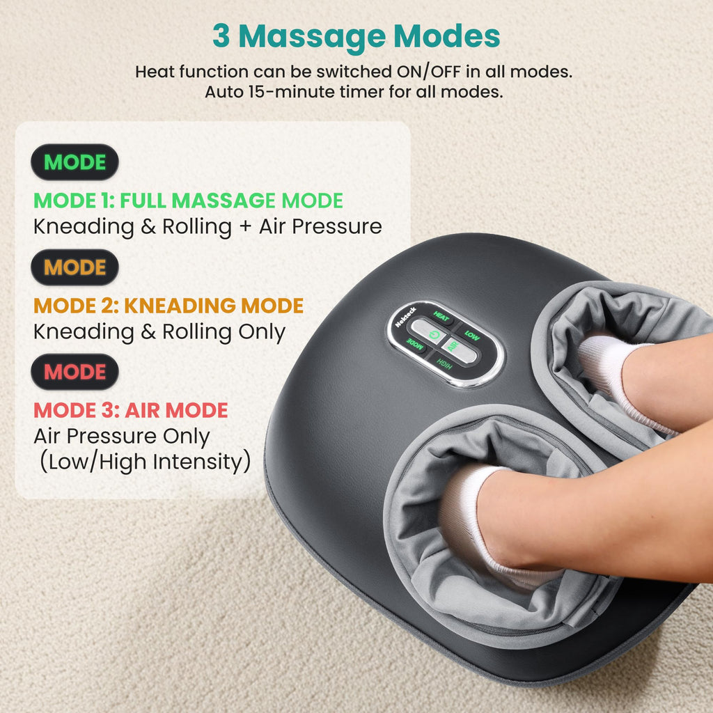 Nekteck Shiatsu Foot Massager with Heat [2026 Upgraded], 3 Modes Deep Kneading Therapy Air Compression, Feet Massage for Plantar Fasciitis, Relaxation Gifts for Men Women Mom Dad Birthday