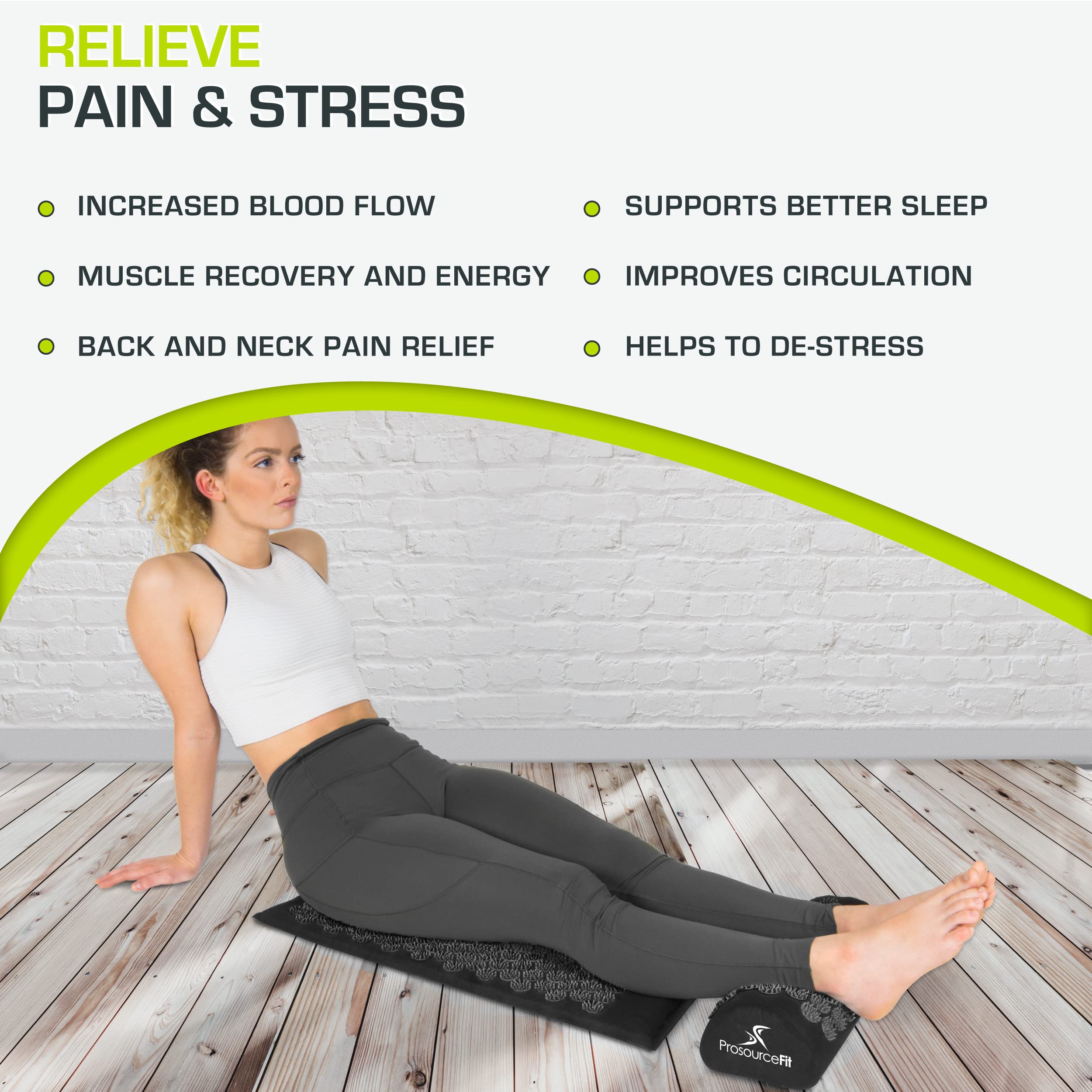 ProsourceFit Acupressure Mat and Pillow Set for Back/Neck Pain Relief and Muscle Relaxation, Grey