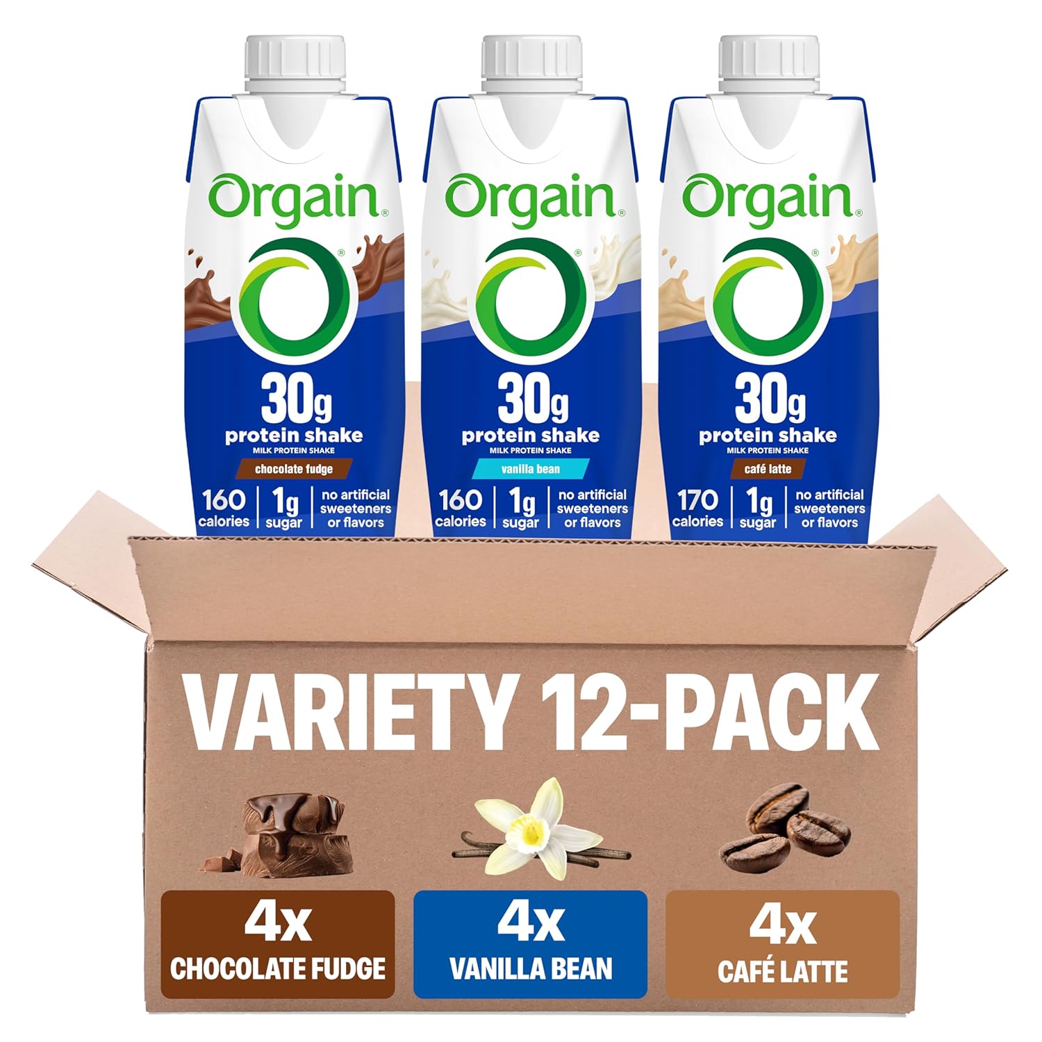Orgain 30g High Protein Dairy Shake, 5g BCAAs, Chocolate, 11 oz, 12pk | Ready to drink dairy isolate milk protein, meal replacement, 1g sugar per serving, keto friendly, gluten free