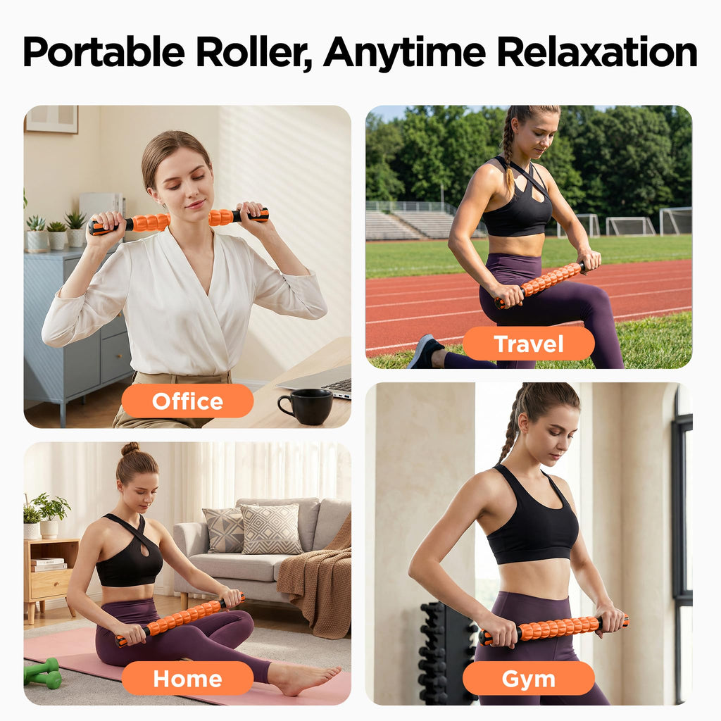 Wooden Cellulite Massage Roller for Legs and Thighs - Handheld Fascia Blaster Tool for Muscle Relief, Lymphatic Drainage & Body Sculpting - Anti Cellulite Massager for Women and Men (12 Wheel)