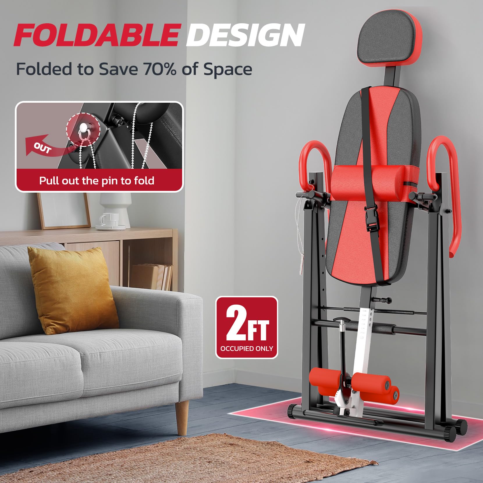 YOLEO Gravity Inversion Table for Back Pain Relief 2026 New Inversion Table | w/Lumbar Support, Easy to Assemble, Back Stretcher Machine 300 lbs