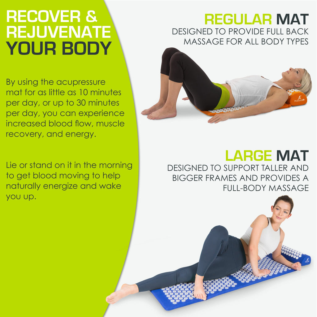 ProsourceFit Acupressure Mat and Pillow Set for Back/Neck Pain Relief and Muscle Relaxation, Grey