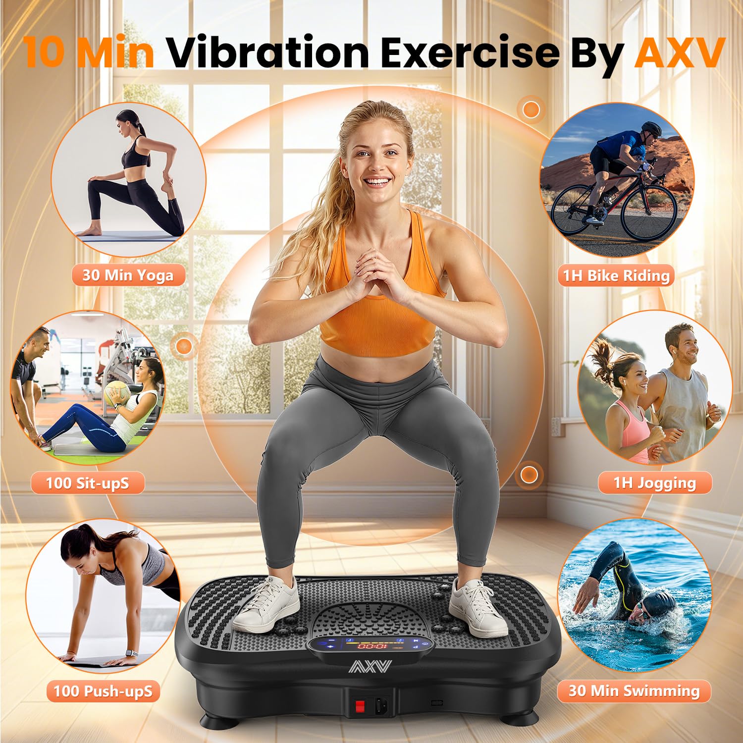 AXV Vibration Plate Exercise Machine Fitness Platform Body Vibrating Board