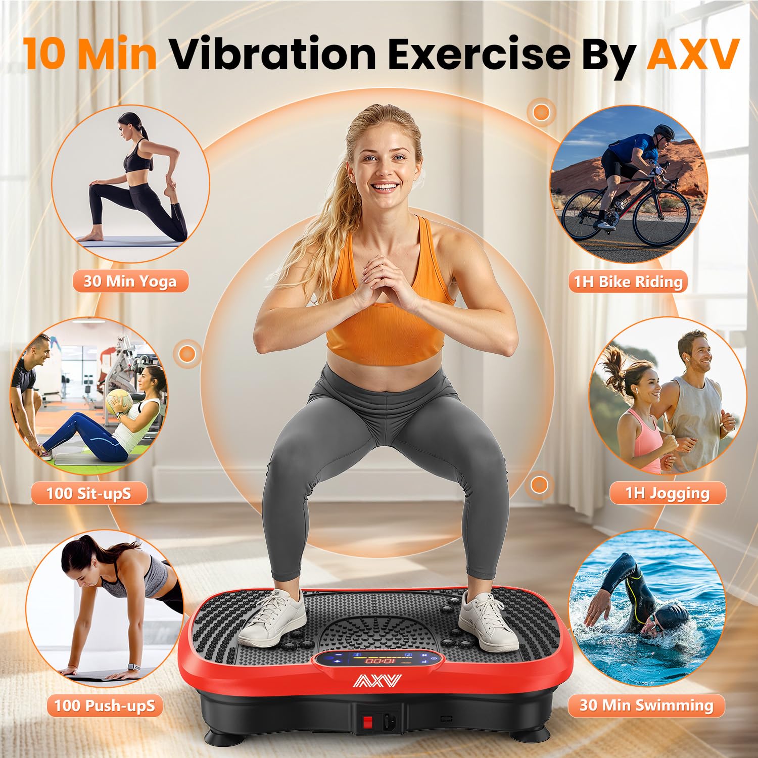 AXV Vibration Plate Exercise Machine Fitness Platform Body Vibrating Board