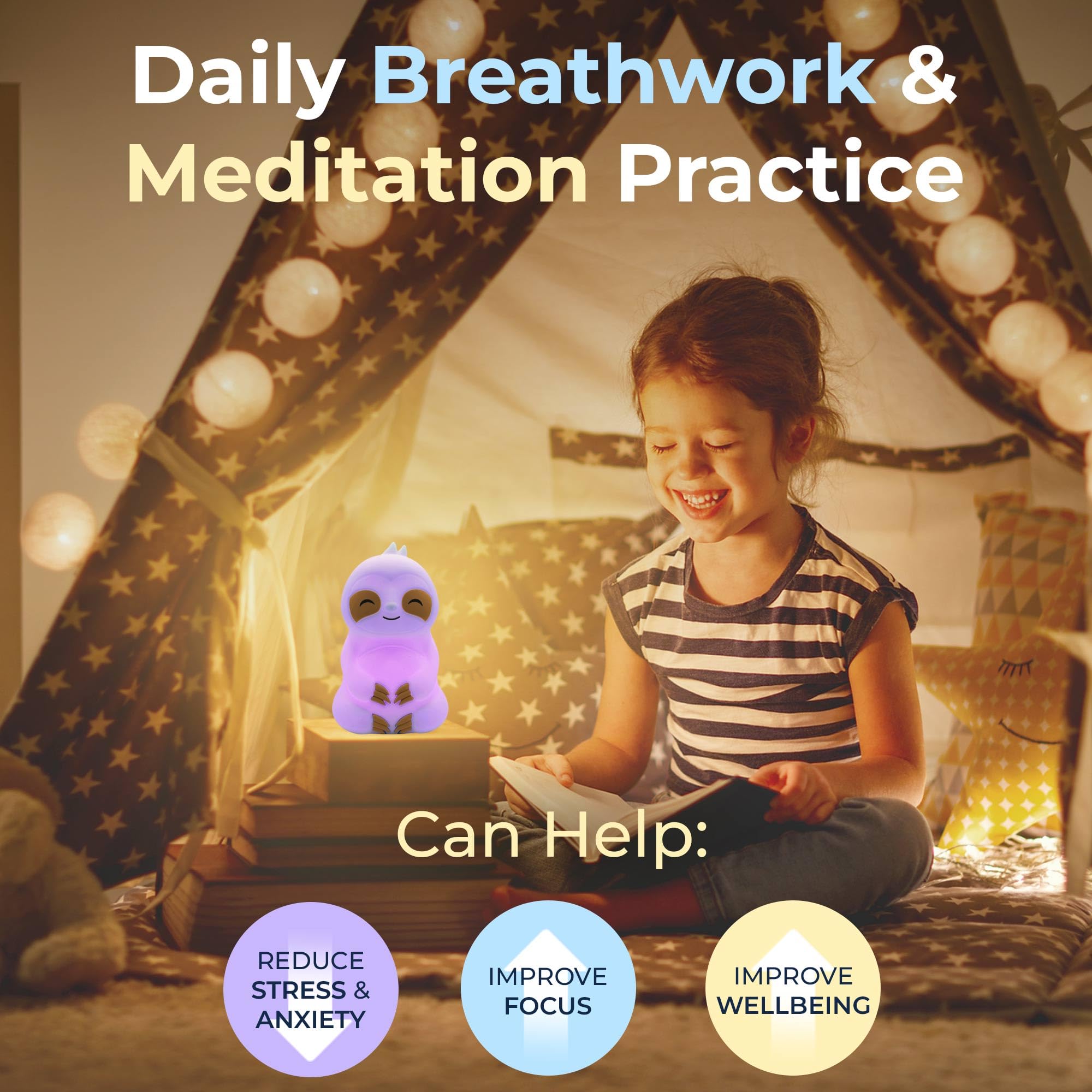 Mindsight 'Original Breathing Buddha' Guided Visual Meditation | 3 Modes to Slow Your Breathing & Calm Your Mind | Stress & Anxiety Relief | Wellness Gift | Adults, Kids, Classrooms | USB Rechargeable