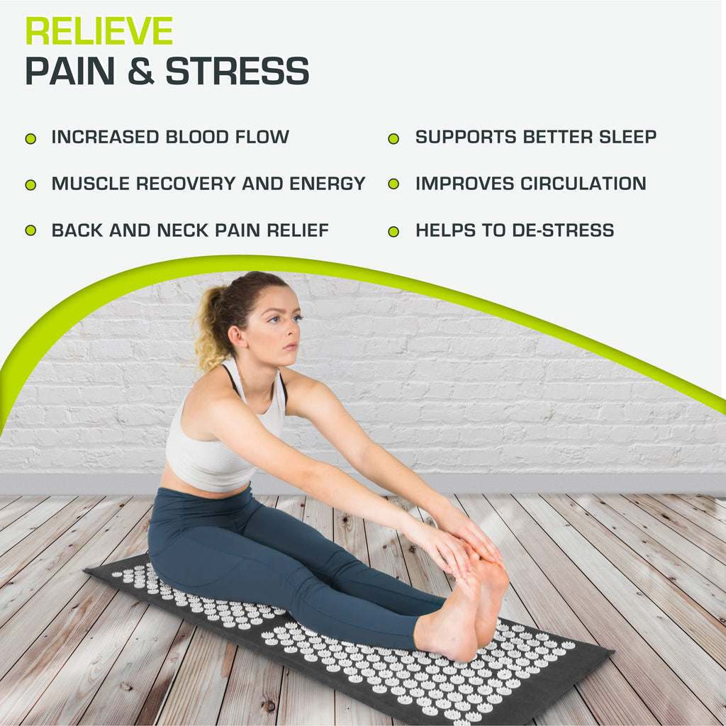 ProsourceFit Acupressure Mat and Pillow Set for Back/Neck Pain Relief and Muscle Relaxation, Grey