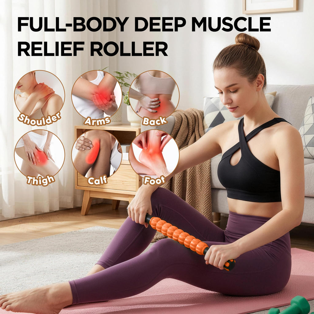 Wooden Cellulite Massage Roller for Legs and Thighs - Handheld Fascia Blaster Tool for Muscle Relief, Lymphatic Drainage & Body Sculpting - Anti Cellulite Massager for Women and Men (12 Wheel)
