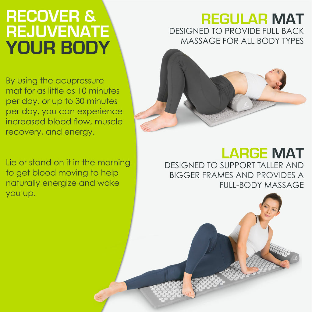 ProsourceFit Acupressure Mat and Pillow Set for Back/Neck Pain Relief and Muscle Relaxation, Grey