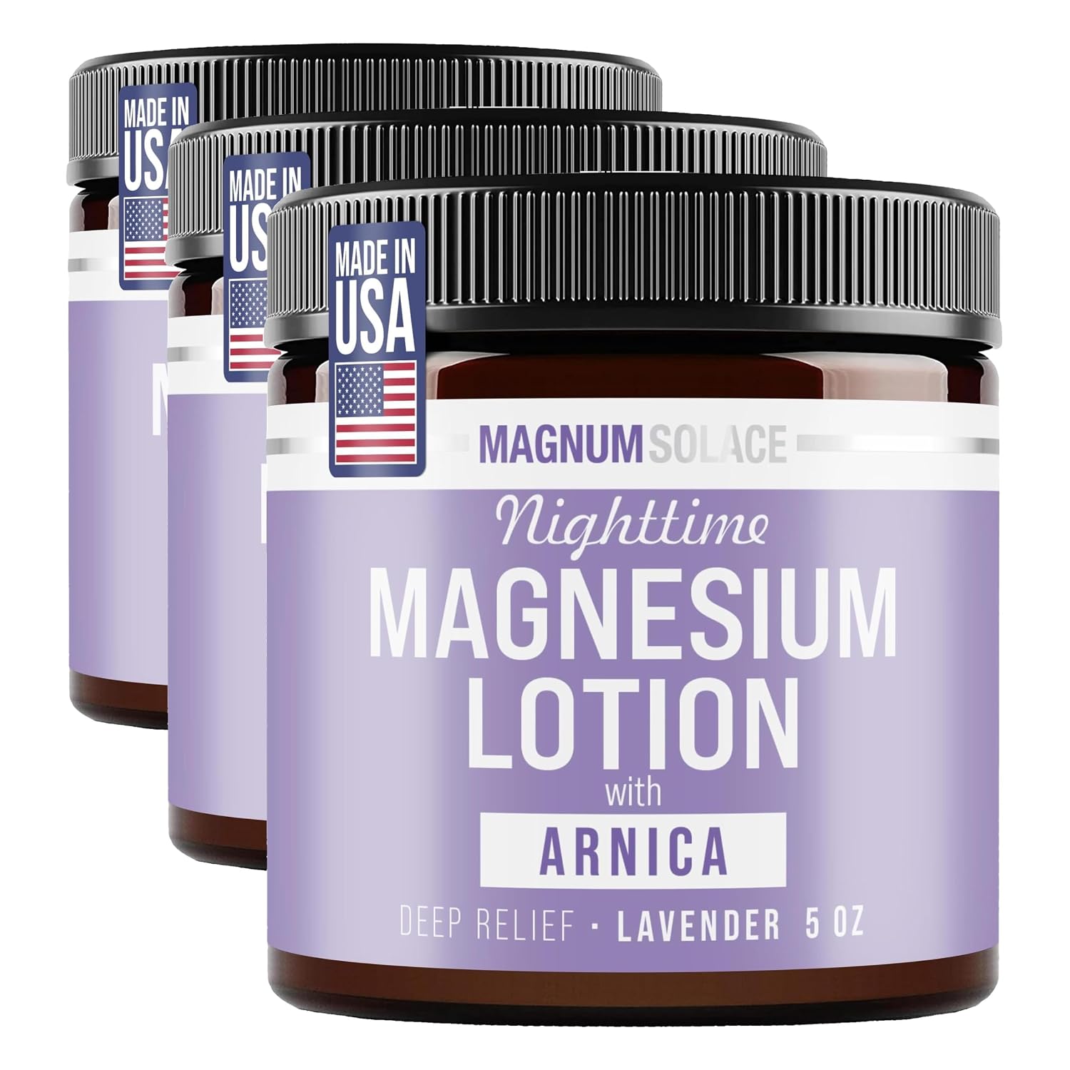 Magnum Solace Nighttime Magnesium Lotion with Arnica – Highly Concentrated Magnesium for Muscles & Joints – Apply to Legs or Feet Before Bed – Skin-Friendly