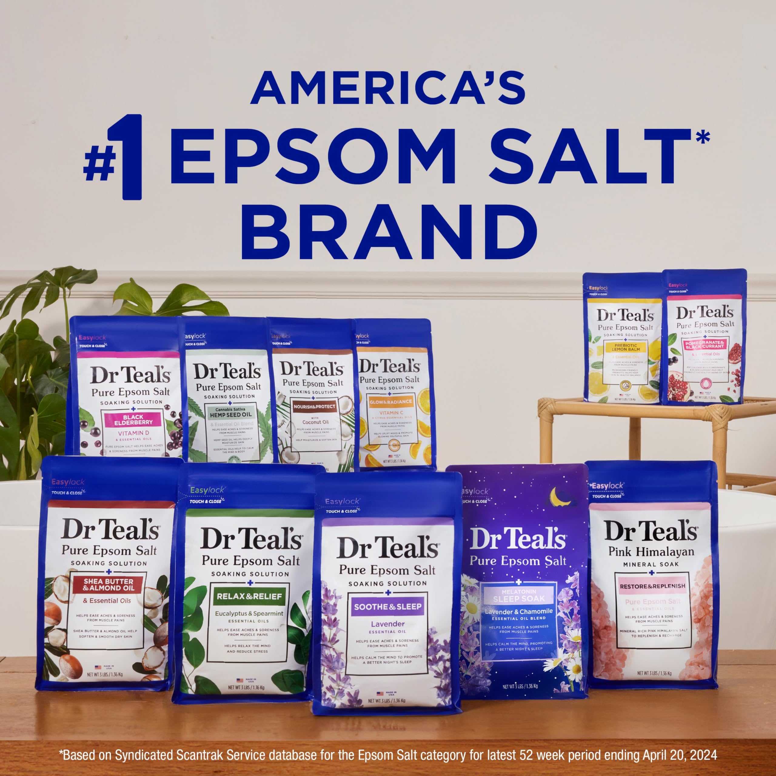 Dr Teal's Epsom Salt Magnesium Soak, Lavender, Eucalyptus & Wellness Trio, 3 lbs (Pack of 3)