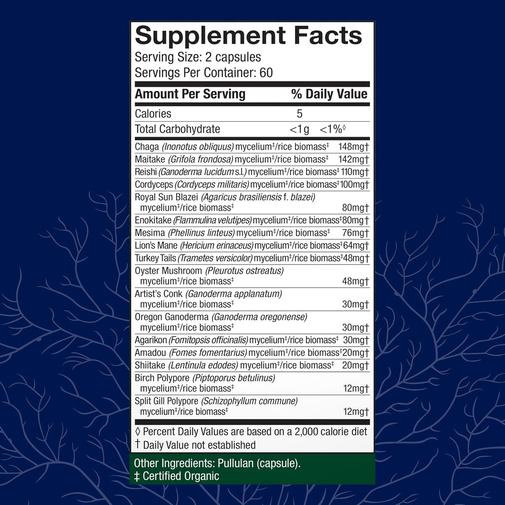 Host Defense MyCommunity Capsules, Immune Support, 120 Capsules | 17 Species Blend Organic Mushroom for Immune Support, 60 Servings