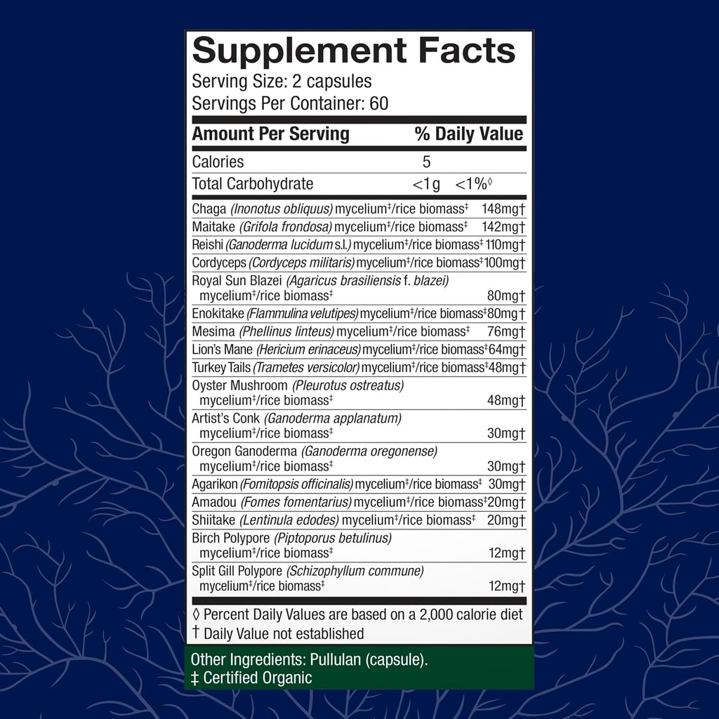 Host Defense MyCommunity Capsules, Immune Support, 120 Capsules | 17 Species Blend Organic Mushroom for Immune Support, 60 Servings