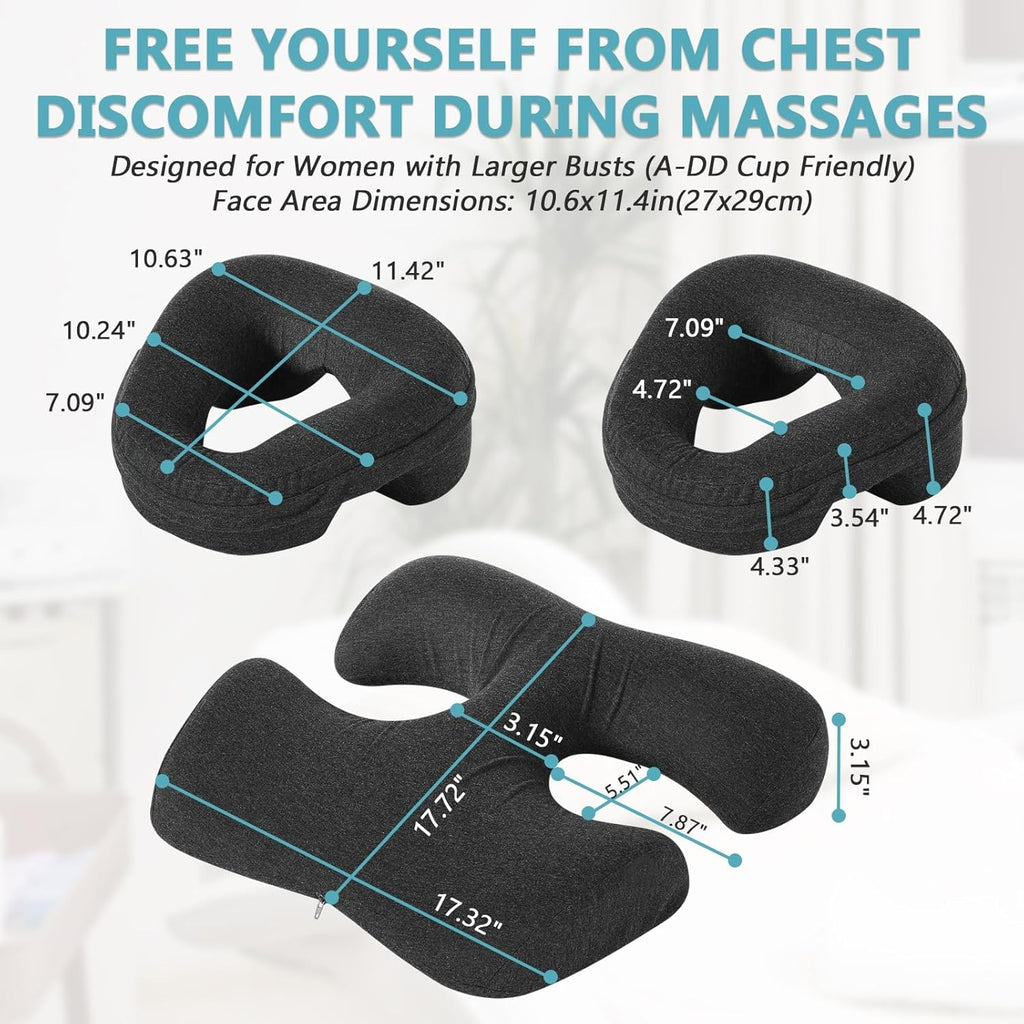 Face Down Massage Pillow for Sleeping, Non-Slip Bottom | Face Down Pillow with Non-Slip Bottom Home Head Cushion and Chest Cushion for SPA & Sleep (Gray)