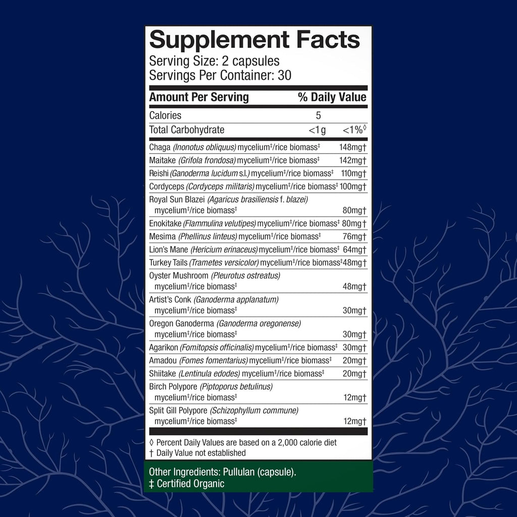 Host Defense MyCommunity Capsules, Immune Support, 120 Capsules | 17 Species Blend Organic Mushroom for Immune Support, 60 Servings