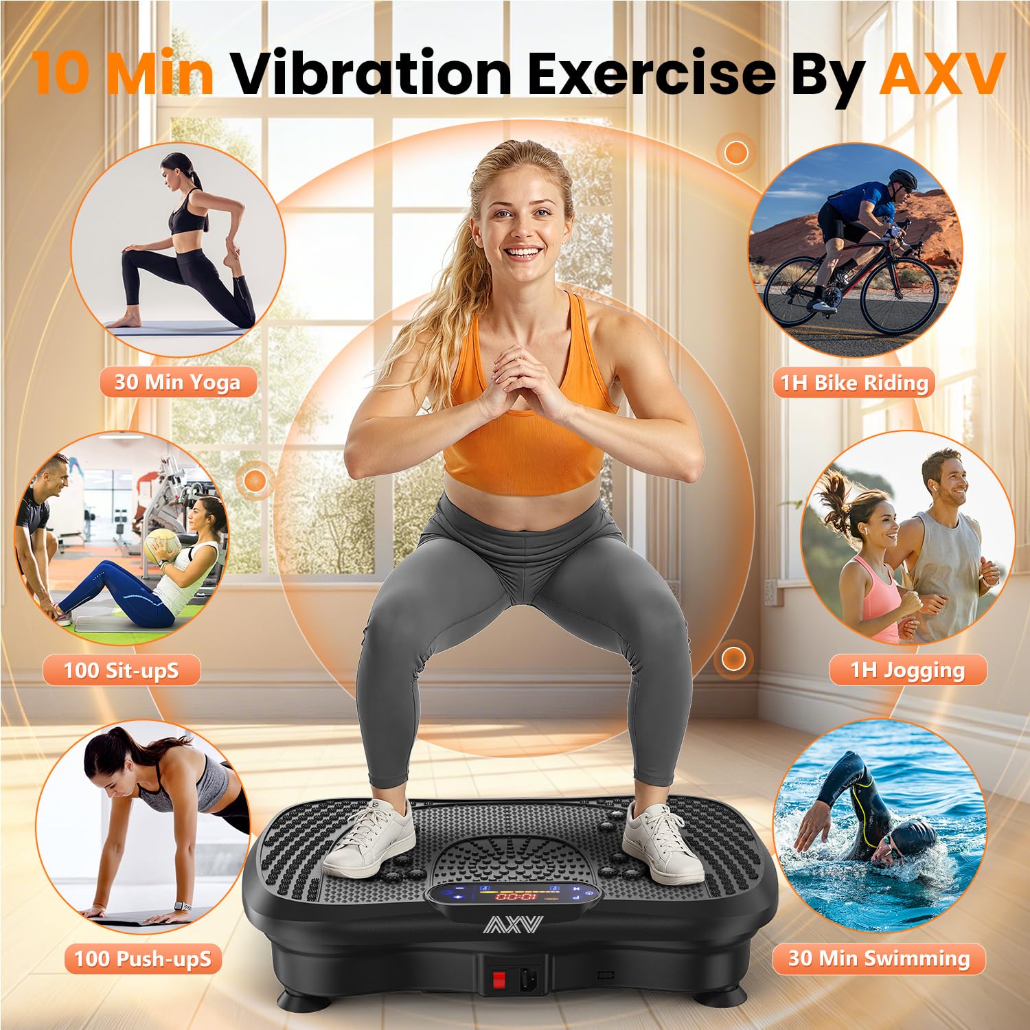 AXV Vibration Plate Exercise Machine Fitness Platform Body Vibrating Board