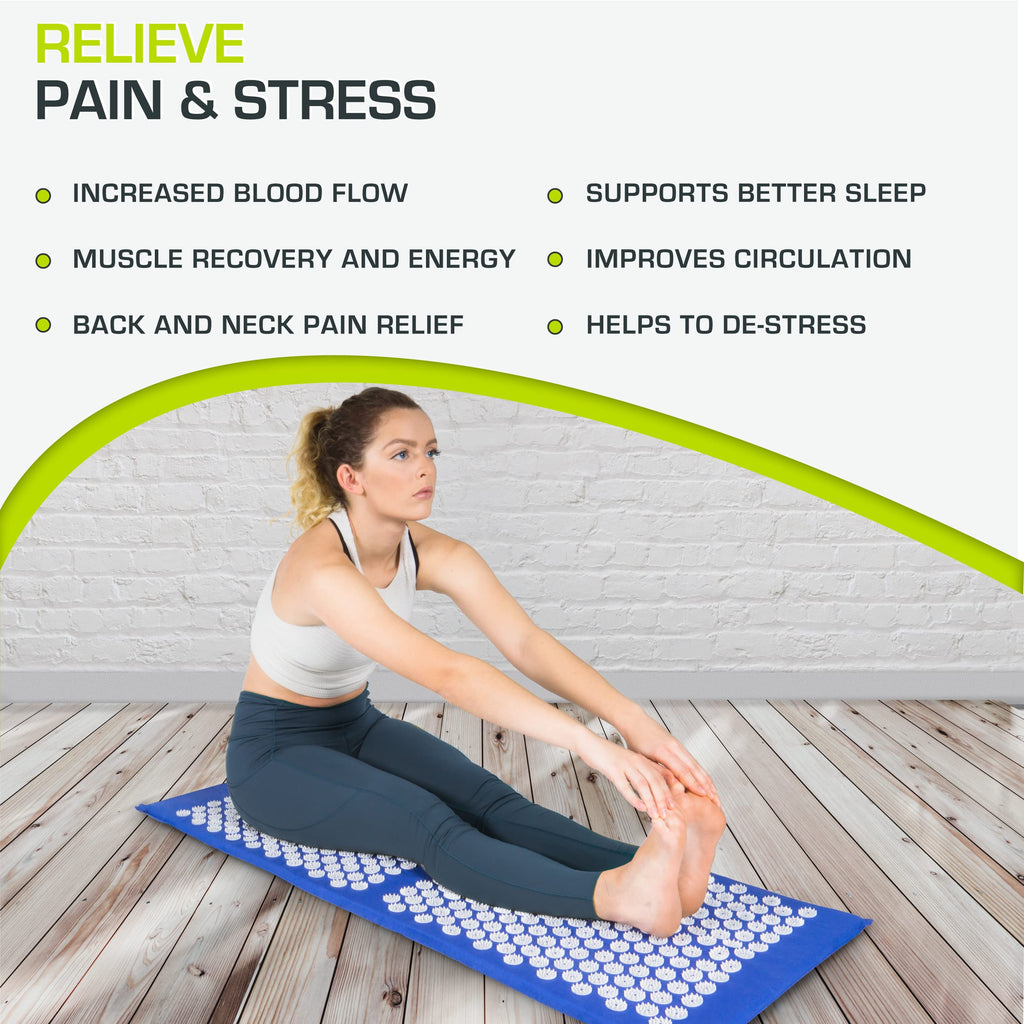 ProsourceFit Acupressure Mat and Pillow Set for Back/Neck Pain Relief and Muscle Relaxation, Grey