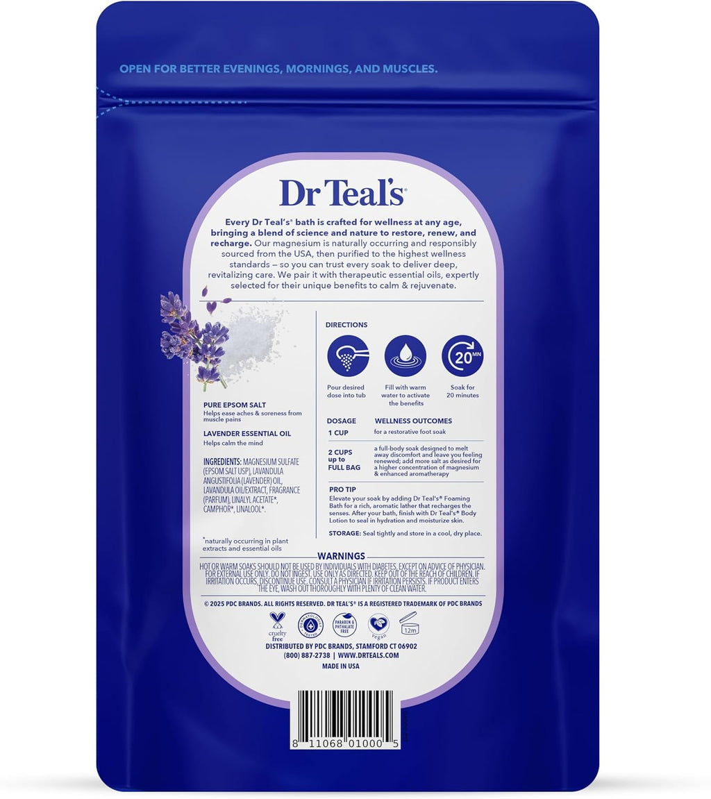 Dr Teal's Epsom Salt Magnesium Soak, Lavender, Eucalyptus & Wellness Trio, 3 lbs (Pack of 3)