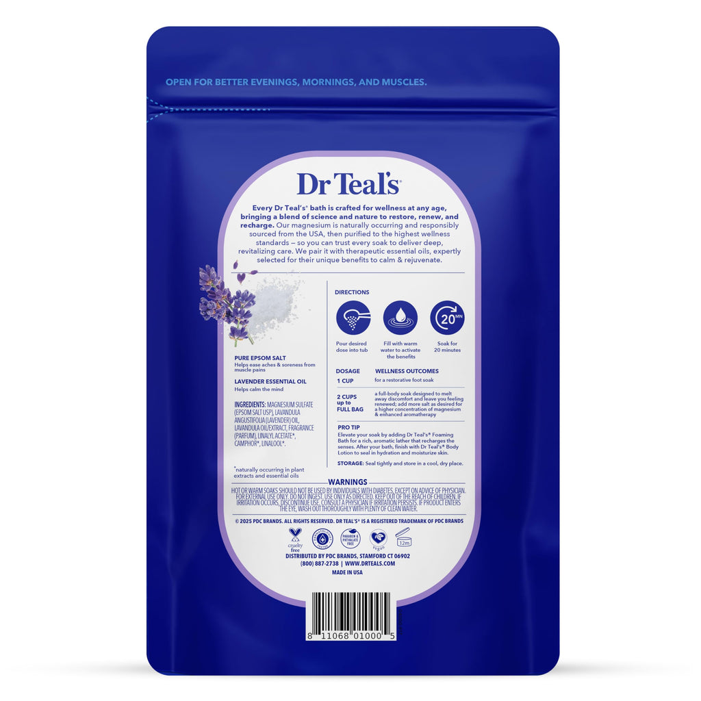 Dr Teal's Epsom Salt Magnesium Soak, Lavender, Eucalyptus & Wellness Trio, 3 lbs (Pack of 3)