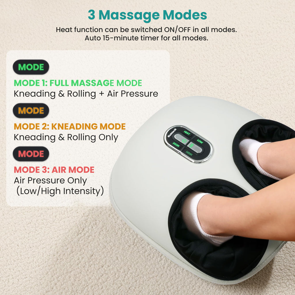 Nekteck Shiatsu Foot Massager with Heat [2026 Upgraded], 3 Modes Deep Kneading Therapy Air Compression, Feet Massage for Plantar Fasciitis, Relaxation Gifts for Men Women Mom Dad Birthday