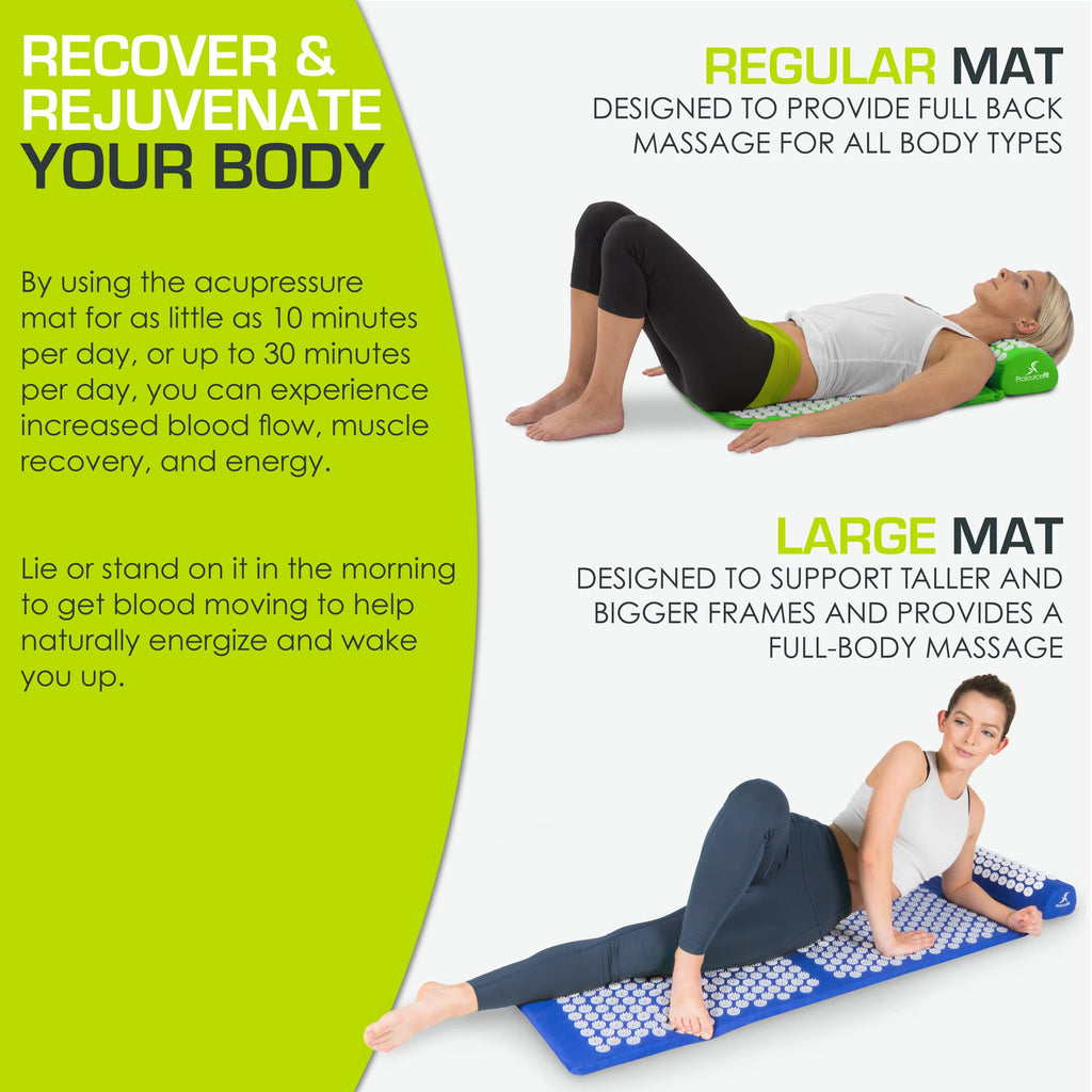 ProsourceFit Acupressure Mat and Pillow Set for Back/Neck Pain Relief and Muscle Relaxation, Grey