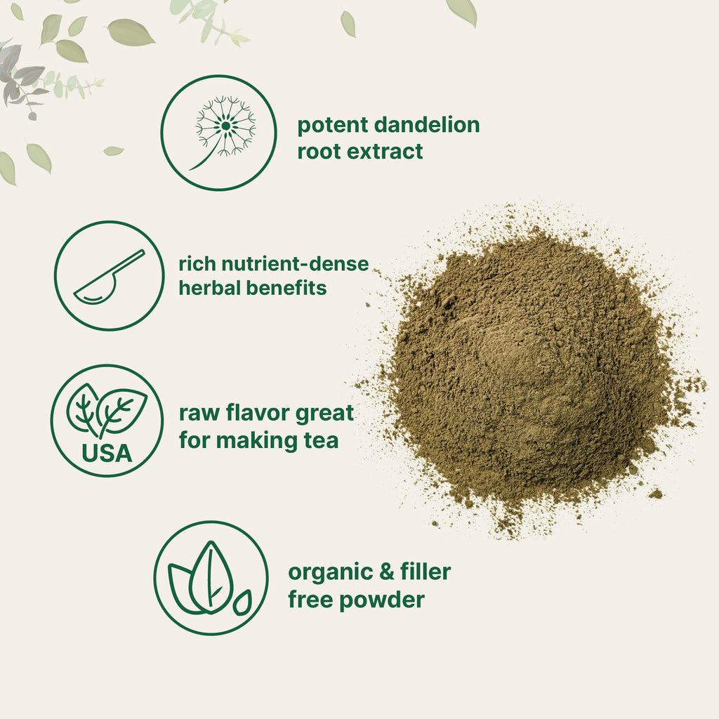 Micro Ingredients Organic Dandelion Root Extract Powder, 1lb | Up to 454 Servings | Great for Dandelion Root Tea, Beverages & Recipes | USDA Organic, Non-GMO, Caffeine Free, Filler Free