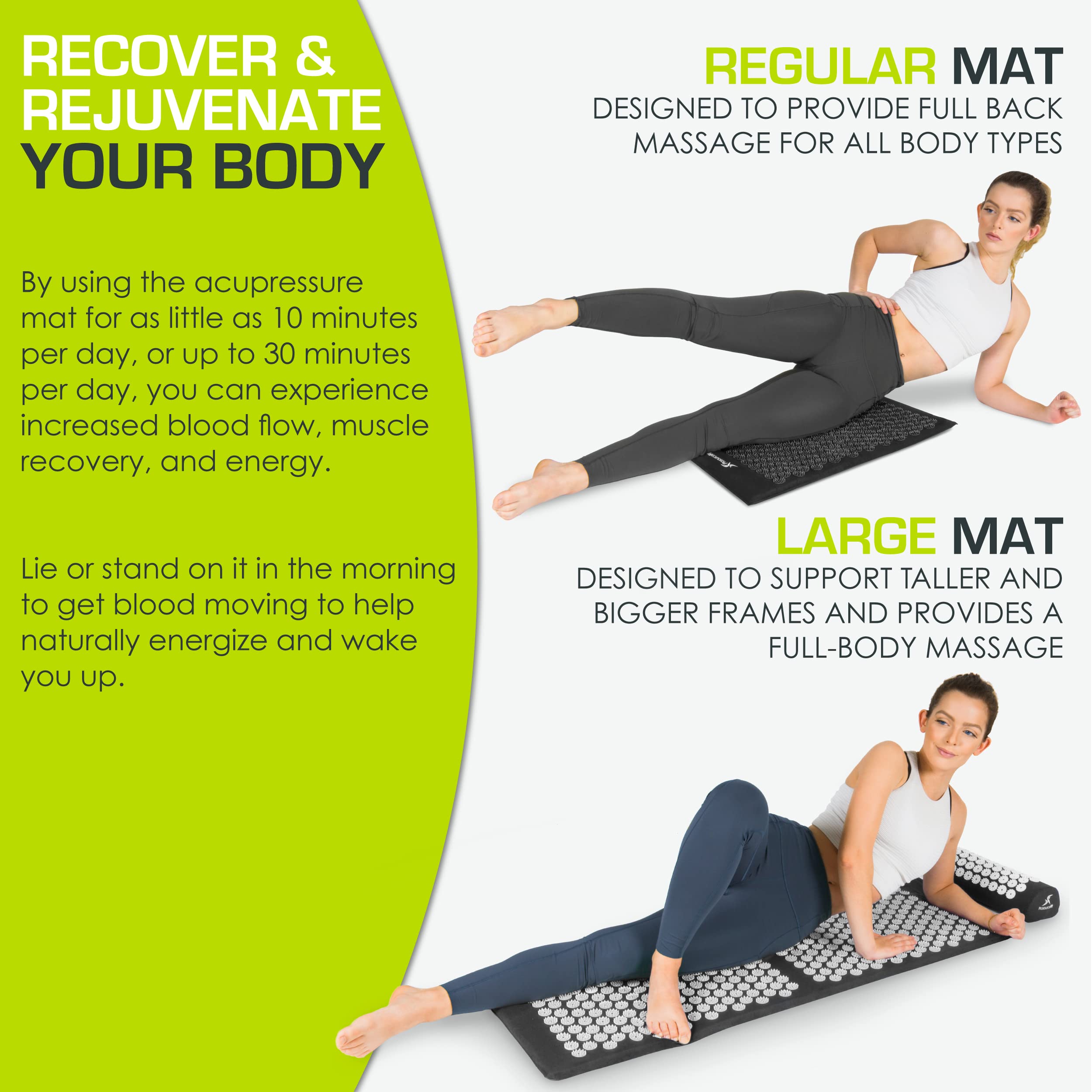 ProsourceFit Acupressure Mat and Pillow Set for Back/Neck Pain Relief and Muscle Relaxation, Grey