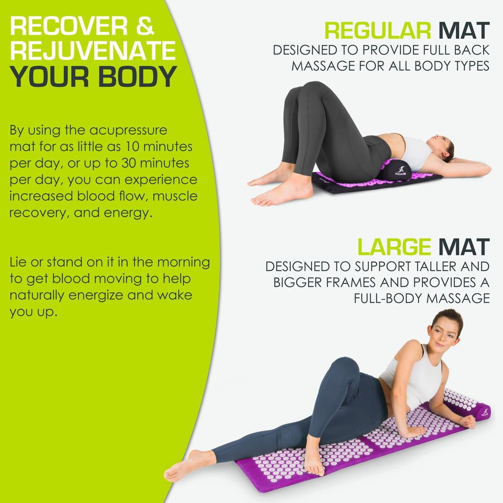 ProsourceFit Acupressure Mat and Pillow Set for Back/Neck Pain Relief and Muscle Relaxation, Grey