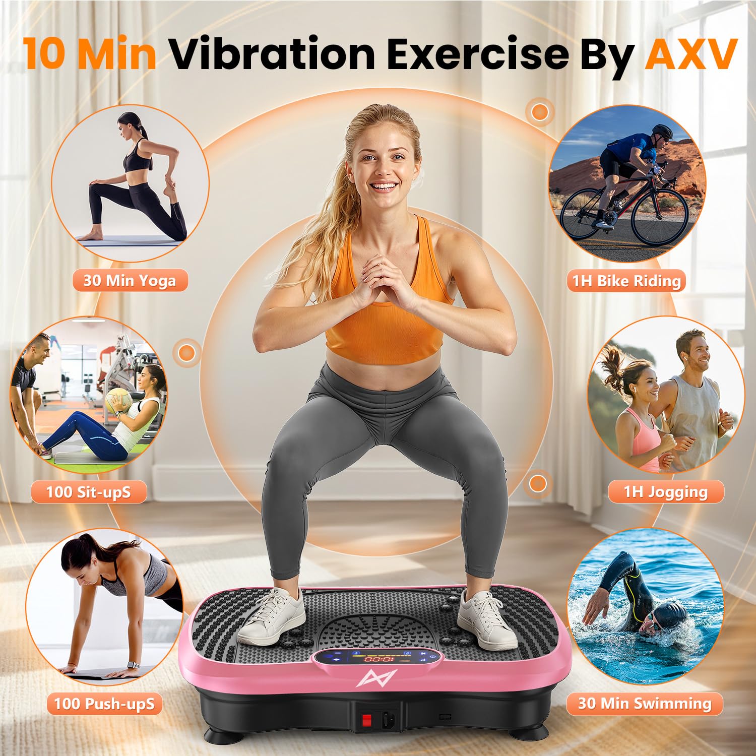 AXV Vibration Plate Exercise Machine Fitness Platform Body Vibrating Board