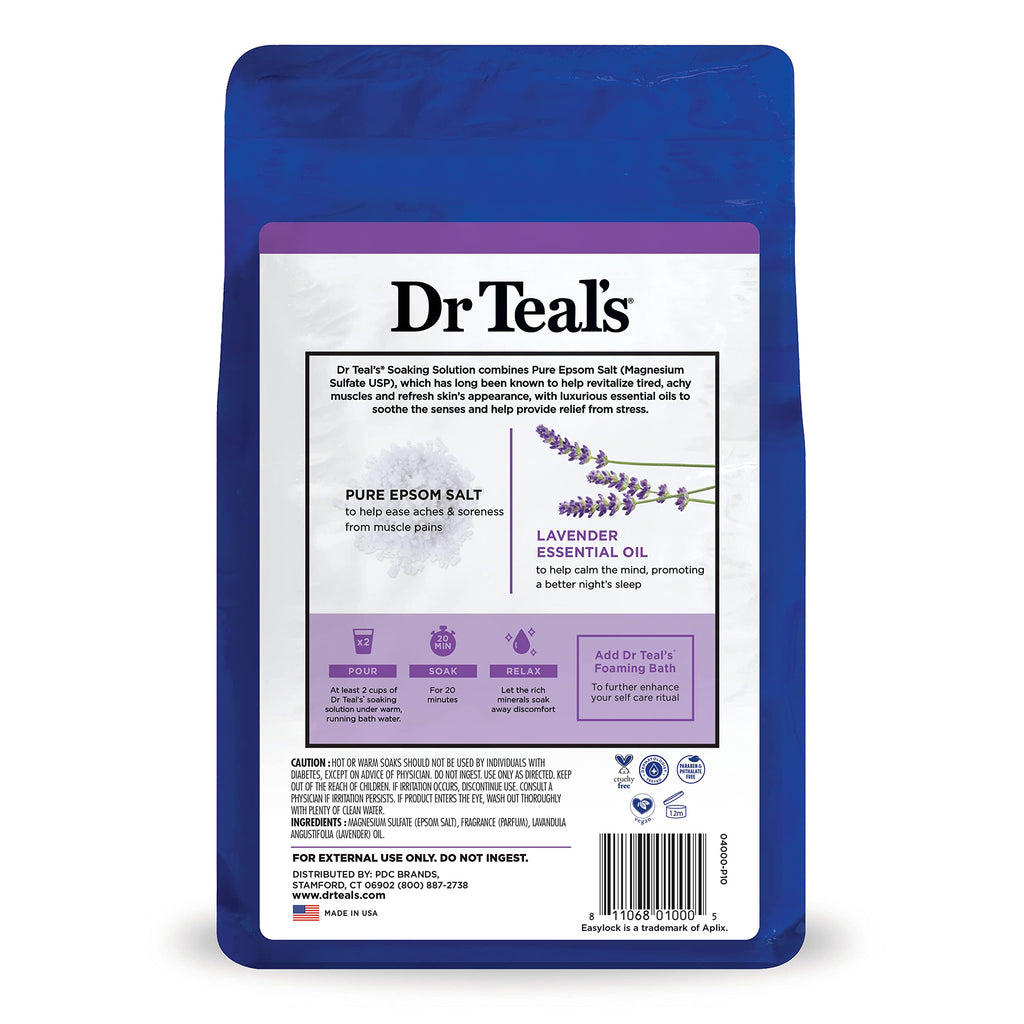 Dr Teal's Epsom Salt Magnesium Soak, Lavender, Eucalyptus & Wellness Trio, 3 lbs (Pack of 3)