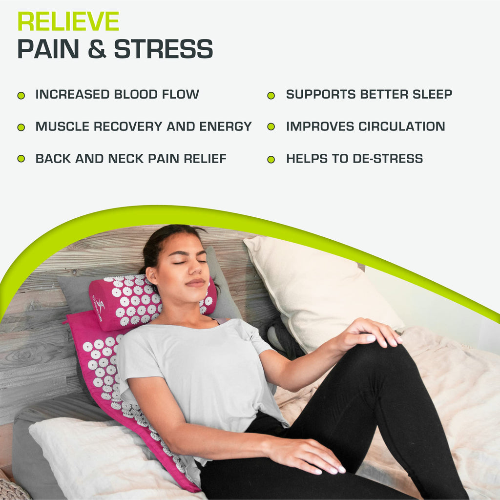 ProsourceFit Acupressure Mat and Pillow Set for Back/Neck Pain Relief and Muscle Relaxation, Grey