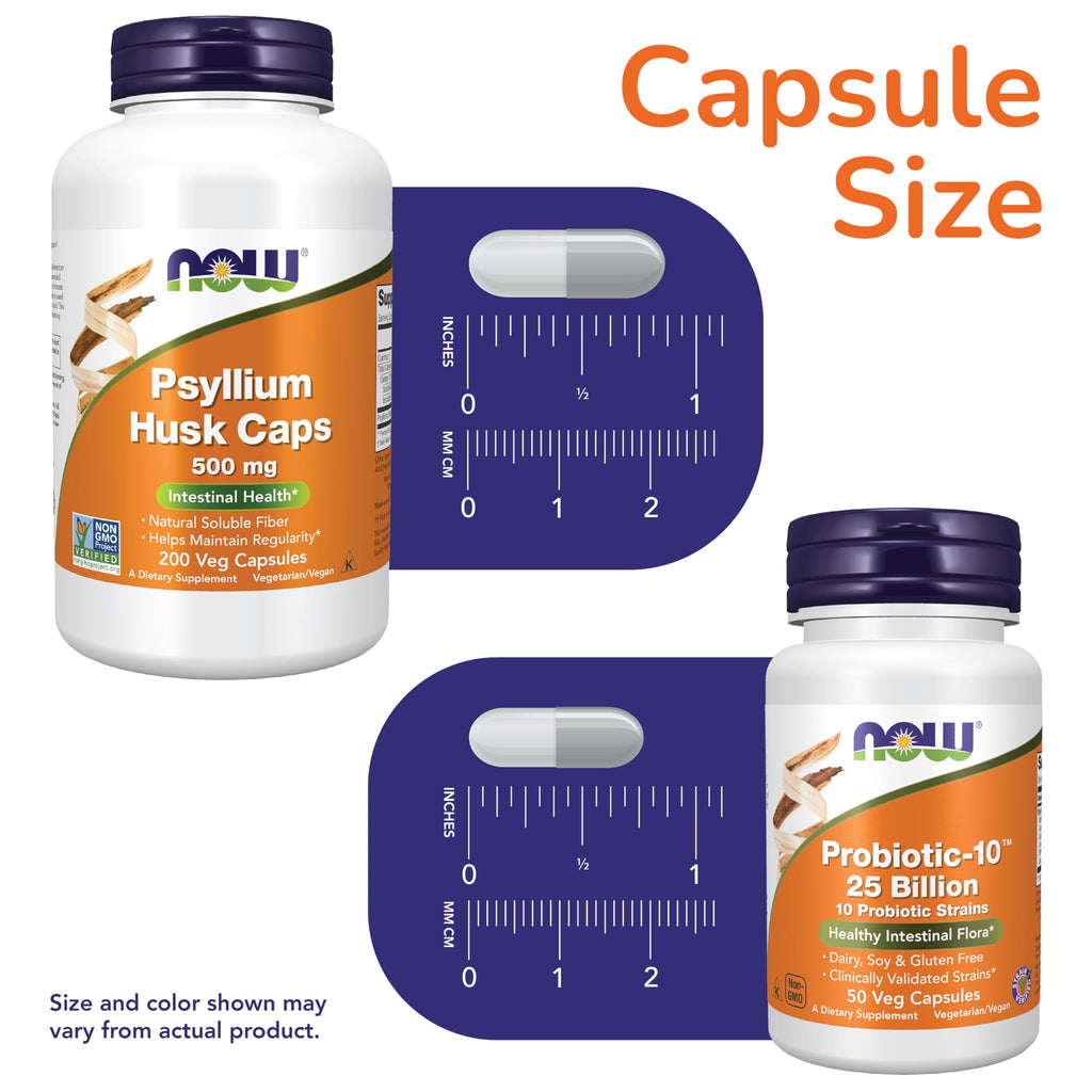 NOW Foods Supplements, Psyllium Husk Caps 500 mg, Non-GMO Project Verified, Natural Soluble Fiber, Intestinal Health*, 500 Veg Capsules