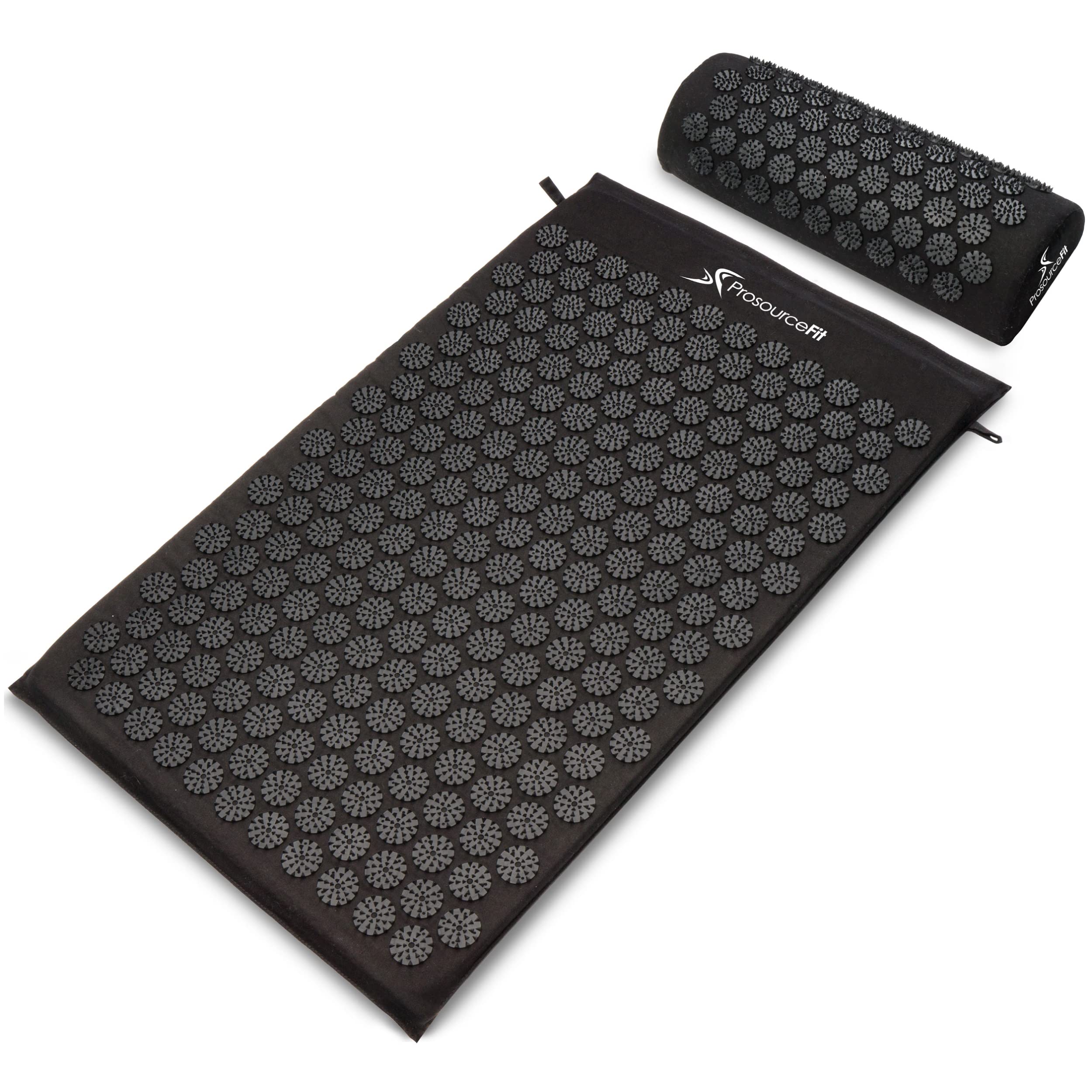 ProsourceFit Acupressure Mat and Pillow Set for Back/Neck Pain Relief and Muscle Relaxation, Grey