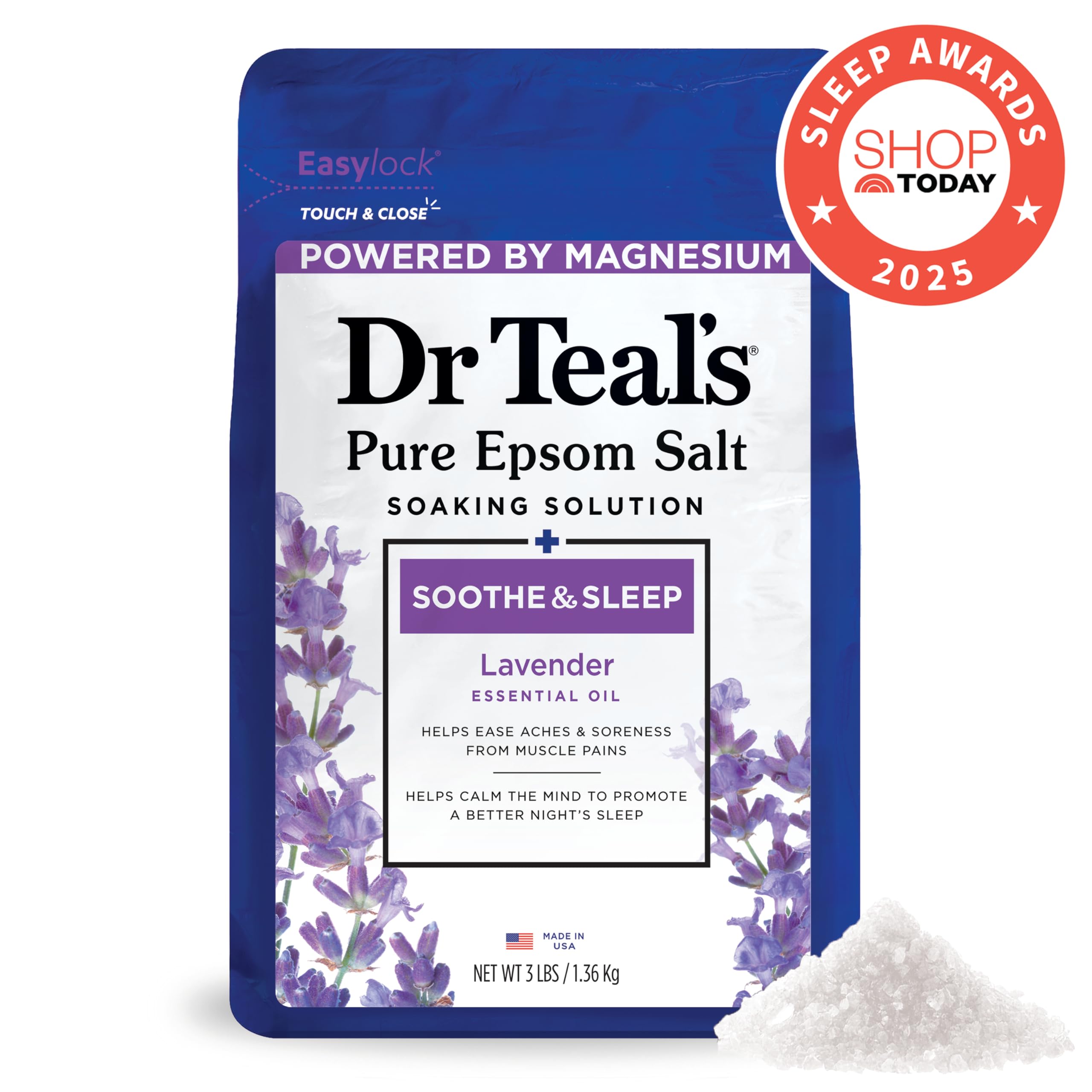 Dr Teal's Epsom Salt Magnesium Soak, Lavender, Eucalyptus & Wellness Trio, 3 lbs (Pack of 3)