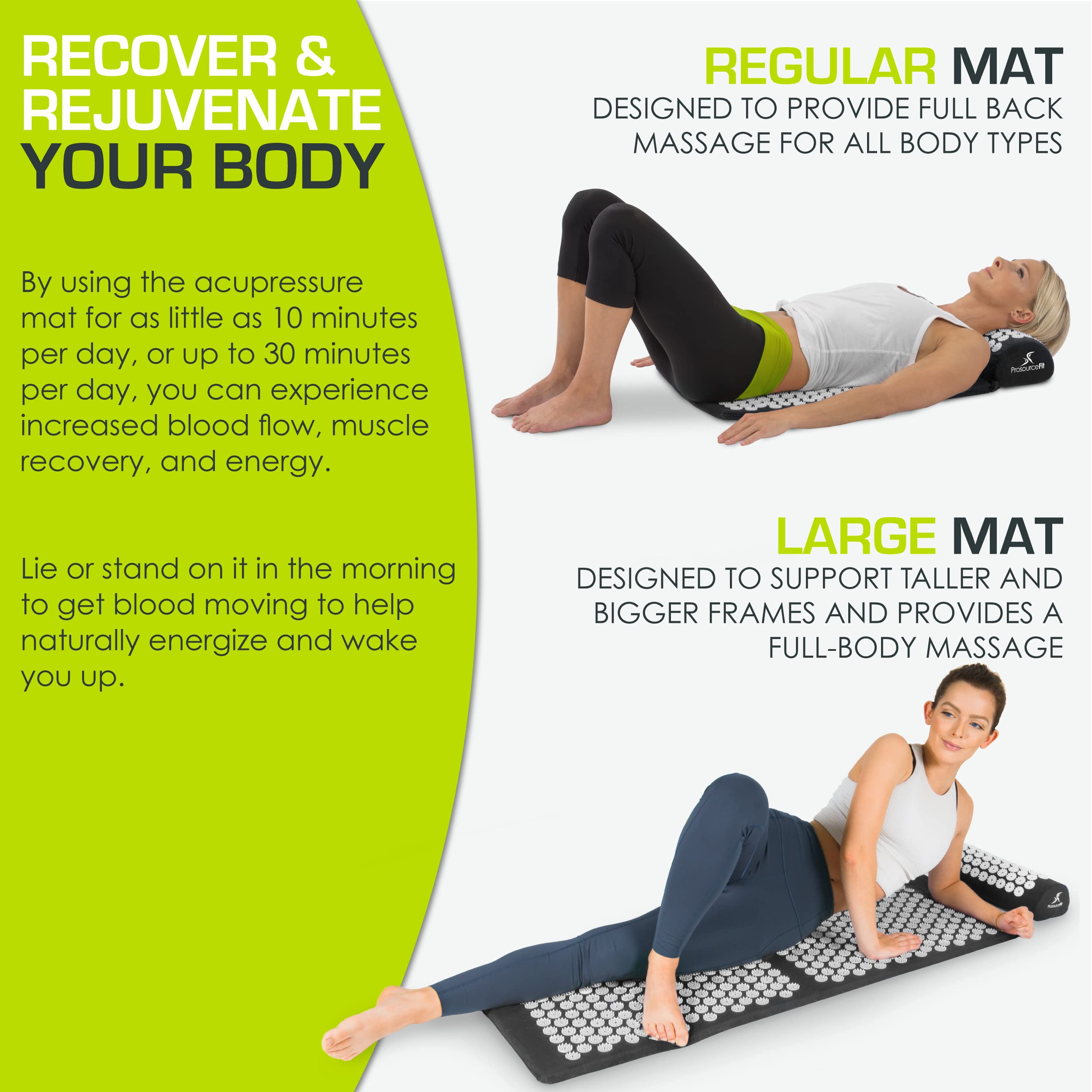 ProsourceFit Acupressure Mat and Pillow Set for Back/Neck Pain Relief and Muscle Relaxation, Grey