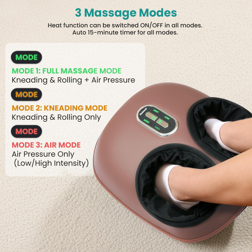 Nekteck Shiatsu Foot Massager with Heat [2026 Upgraded], 3 Modes Deep Kneading Therapy Air Compression, Feet Massage for Plantar Fasciitis, Relaxation Gifts for Men Women Mom Dad Birthday